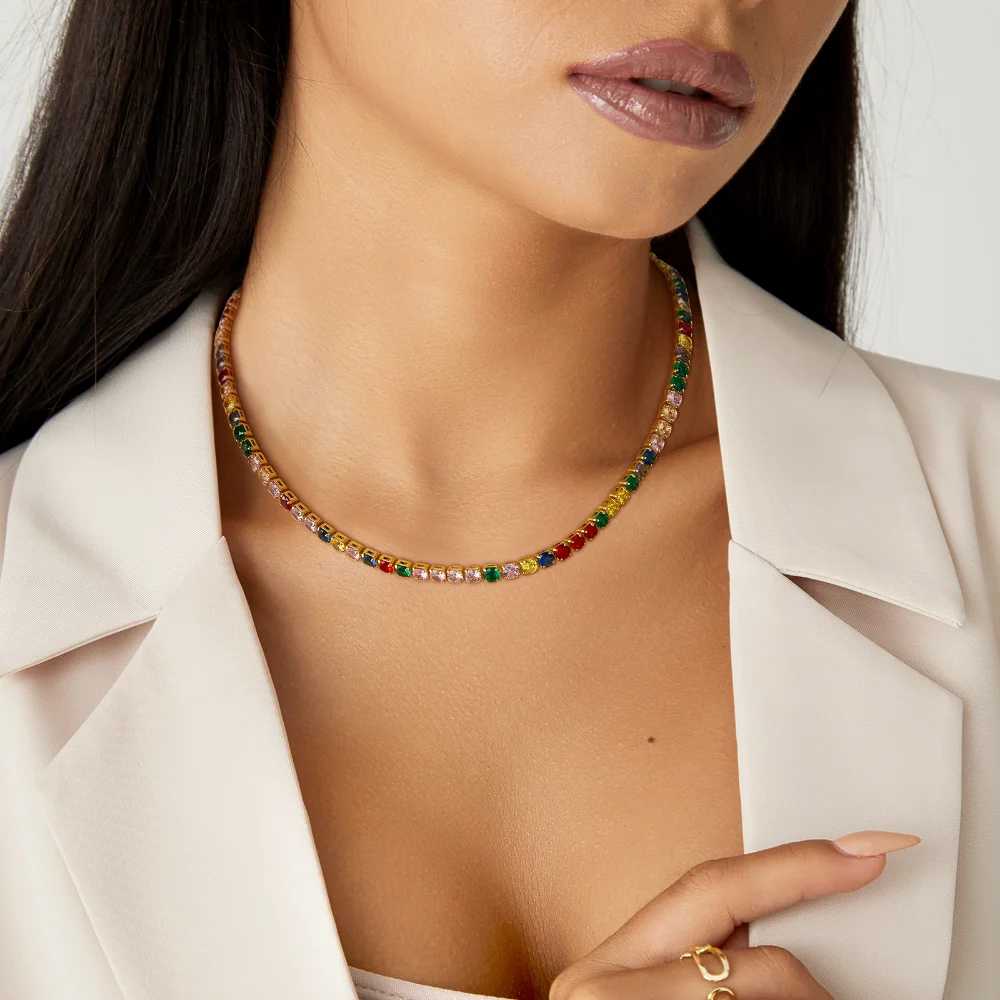 Colorful Square Tennis Necklace - Image 4