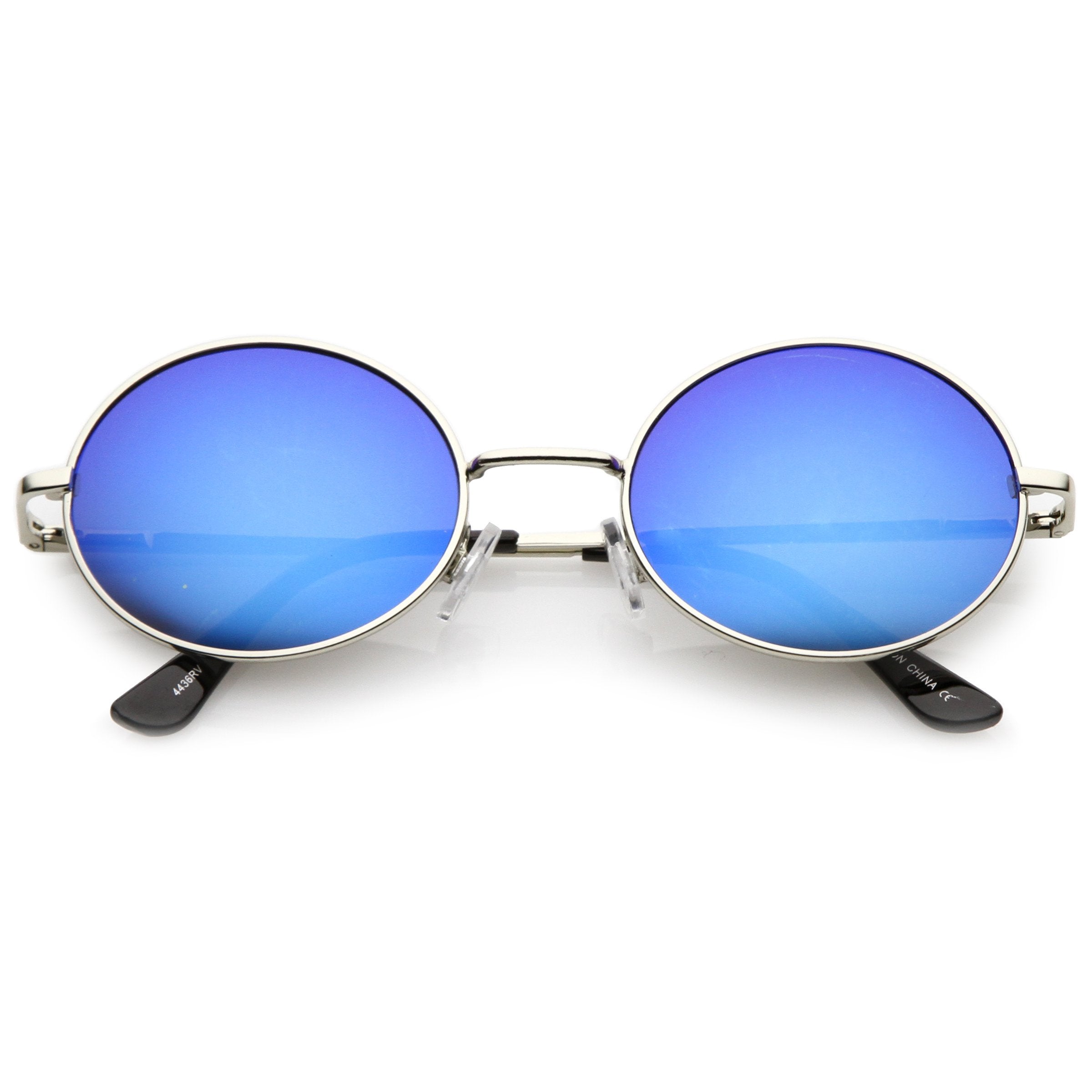 Retro Fashion Oval Mirrored Flat Lens Sunglasses - Image 4