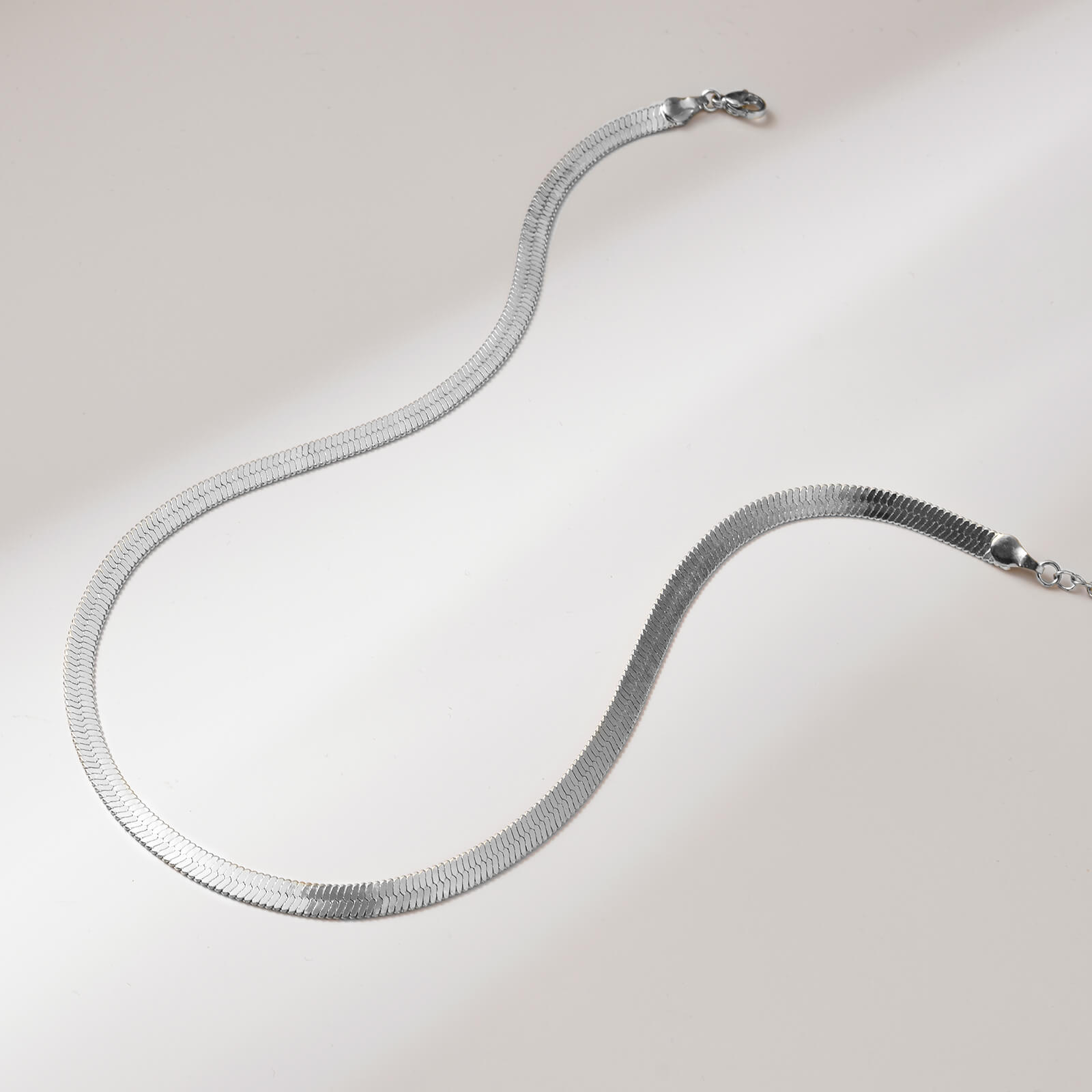 5mm 14K Gold Plated Herringbone Snake Necklace - Image 7