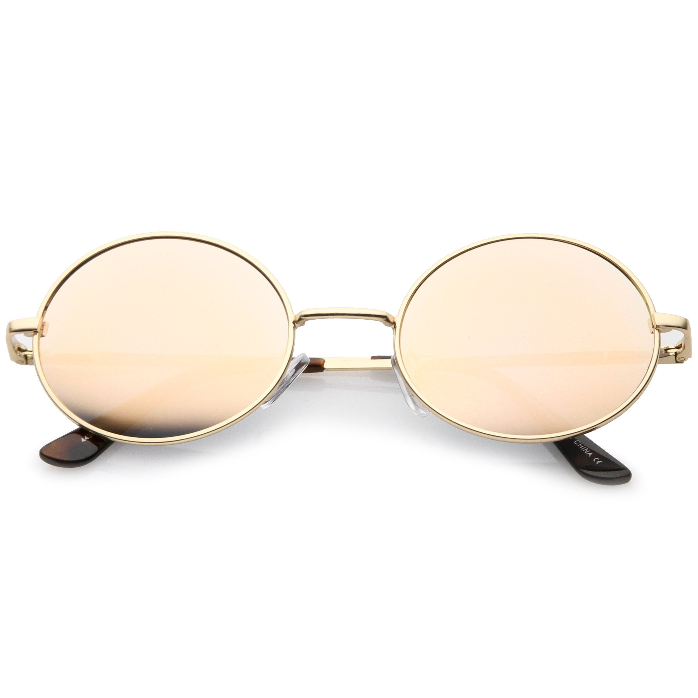 Retro Fashion Oval Mirrored Flat Lens Sunglasses - Image 5