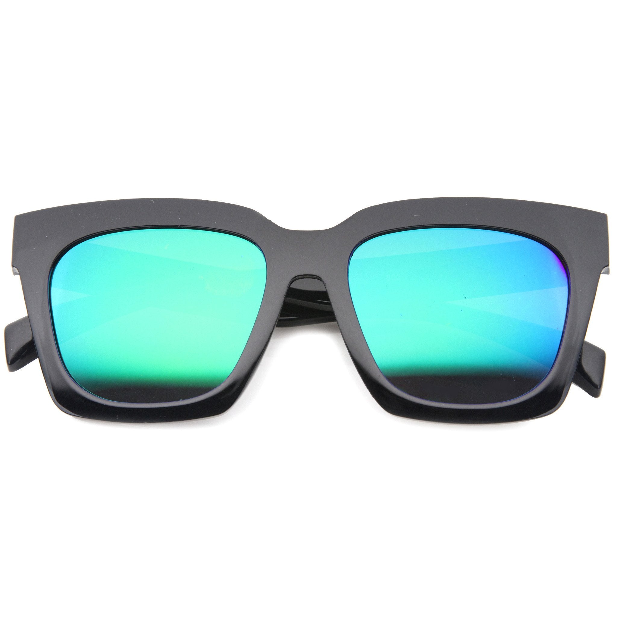 Oversize Horned Rim Mirror Lens Sunglasses - Image 5