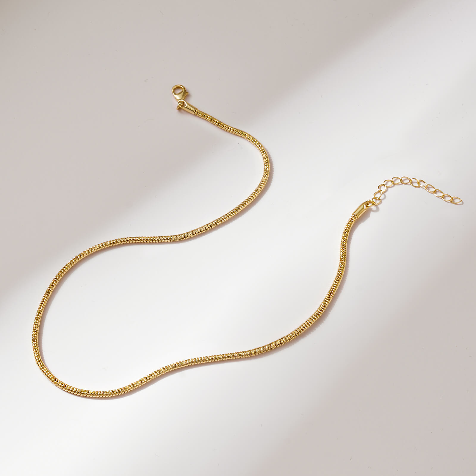 14K Gold Plated Round Snake Chain Necklace - Image 6