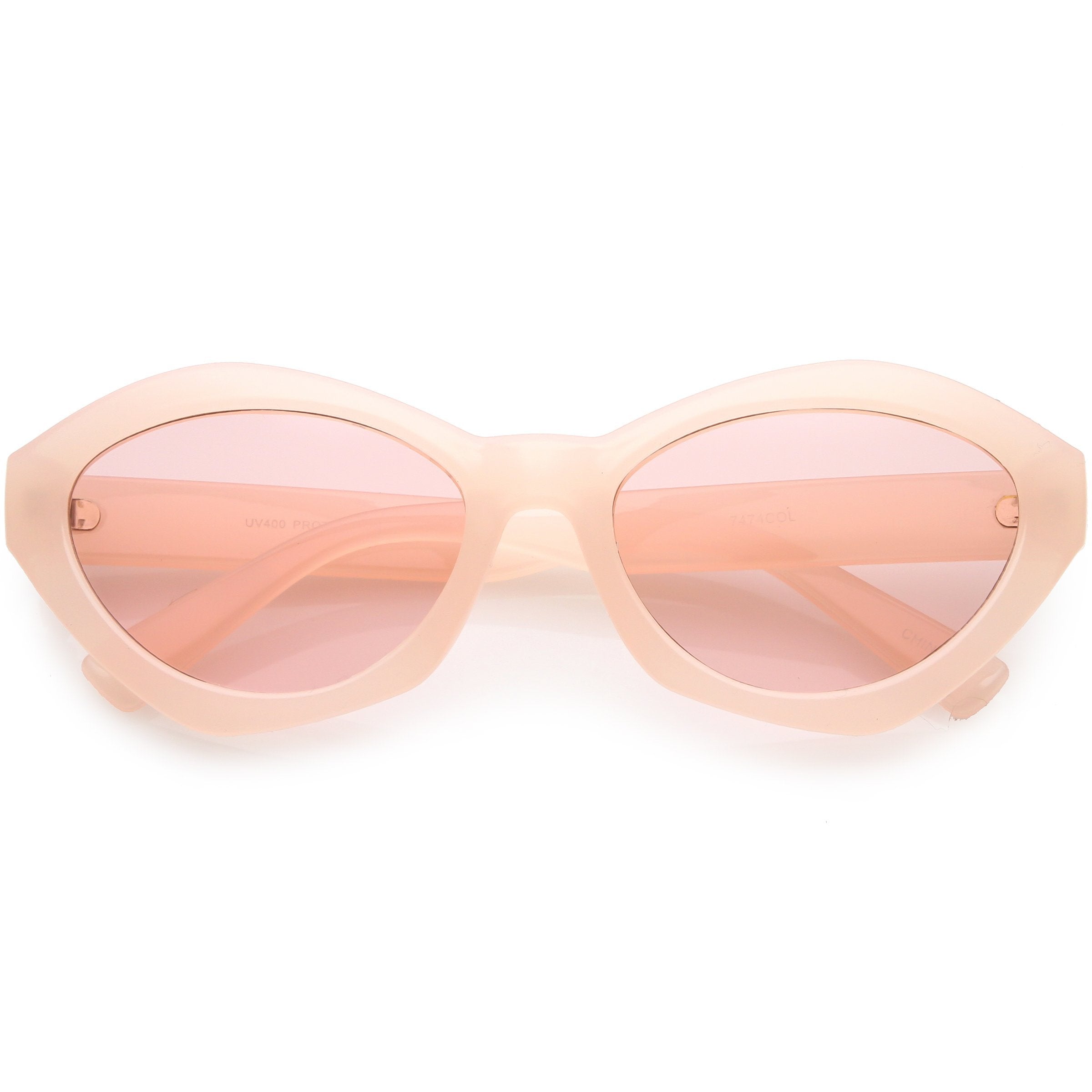Colorful Translucent Color Tone Oval Sunglasses - Image 6