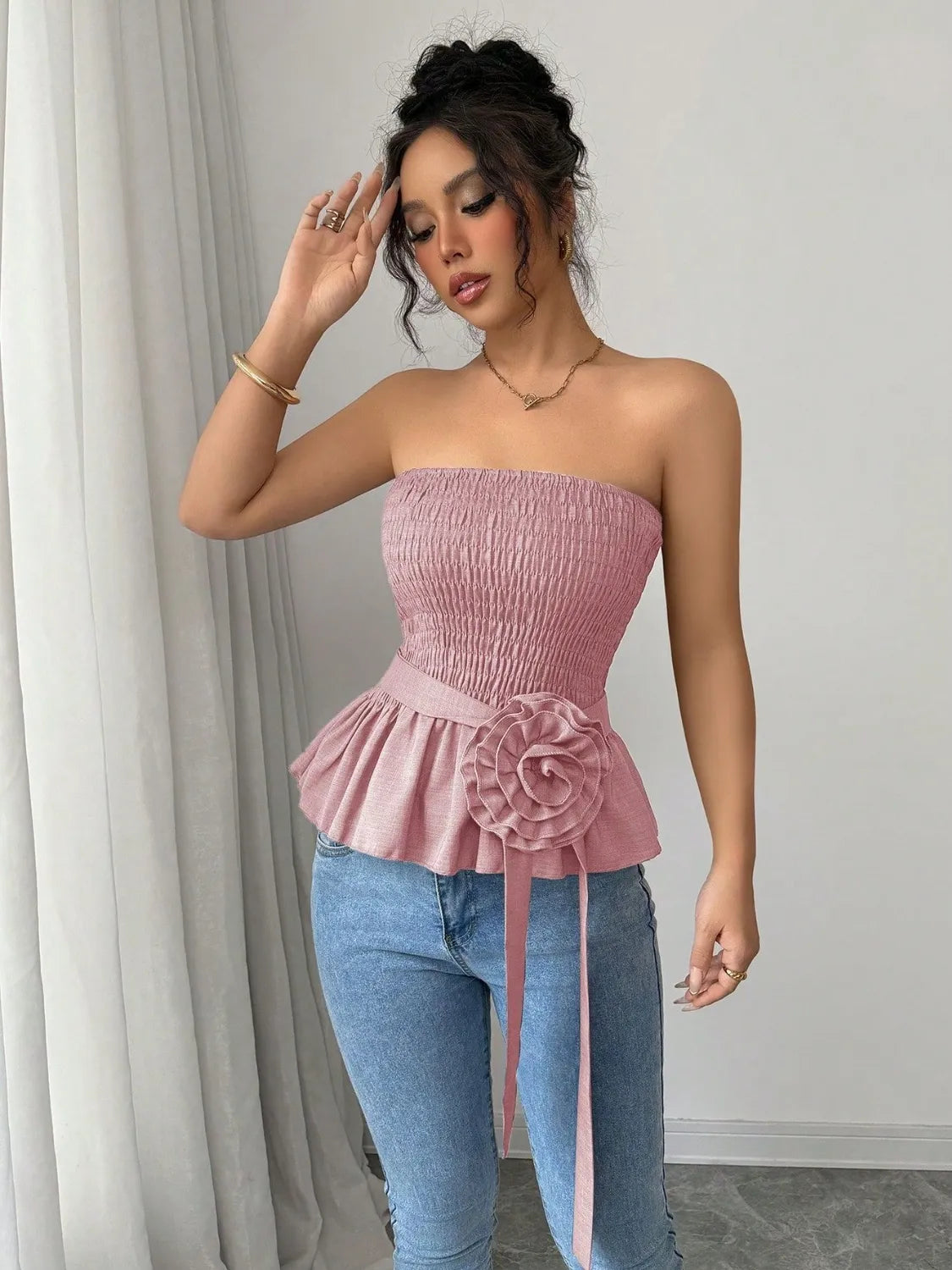 Flower Smocked Tube Top - Image 9