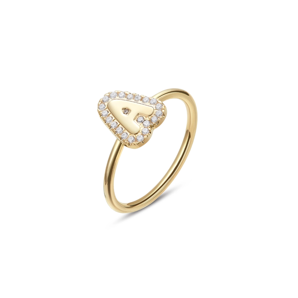 Custom Bubble Dainty Initial Letter Ring