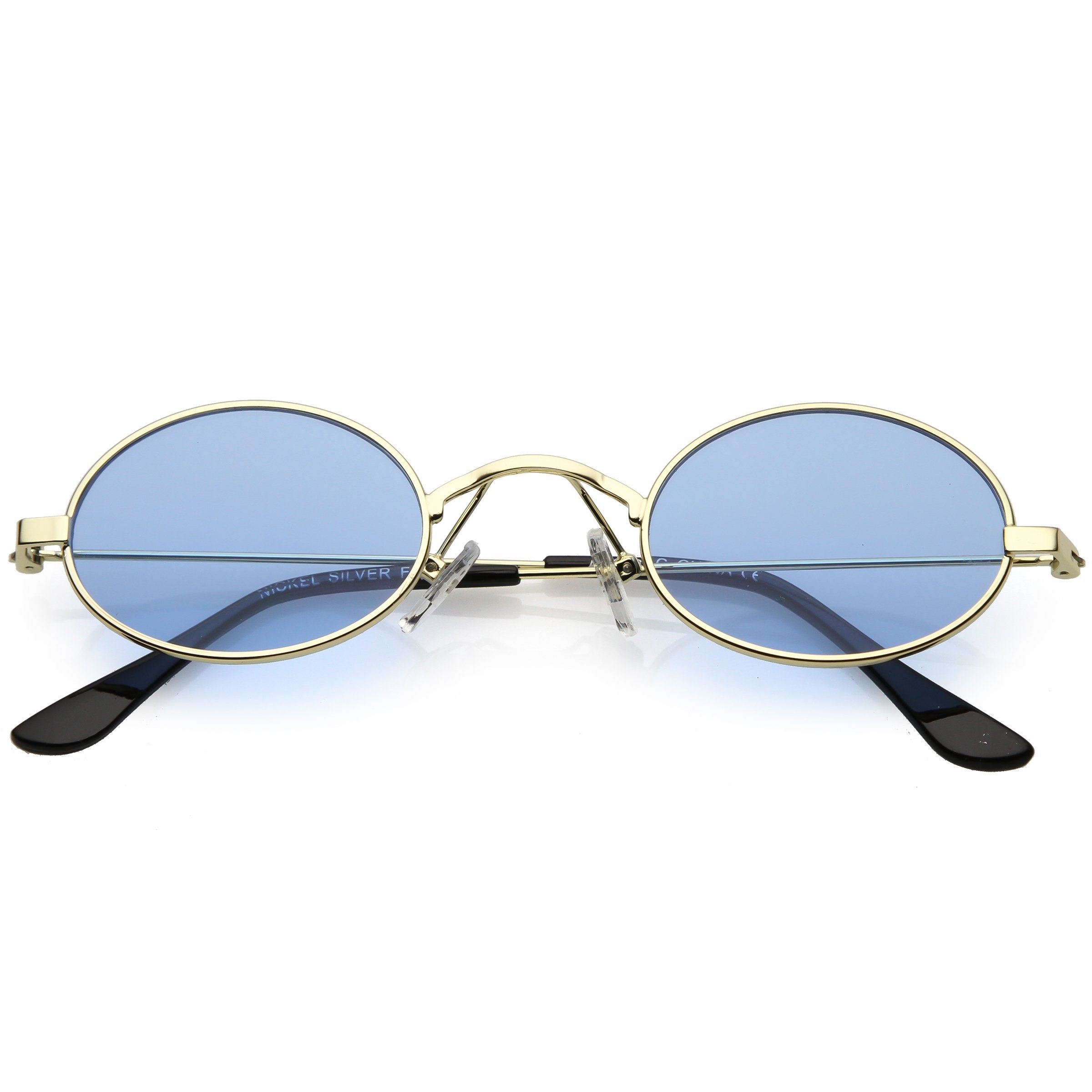Small Oval Color Tone Metal Sunglasses - Image 4