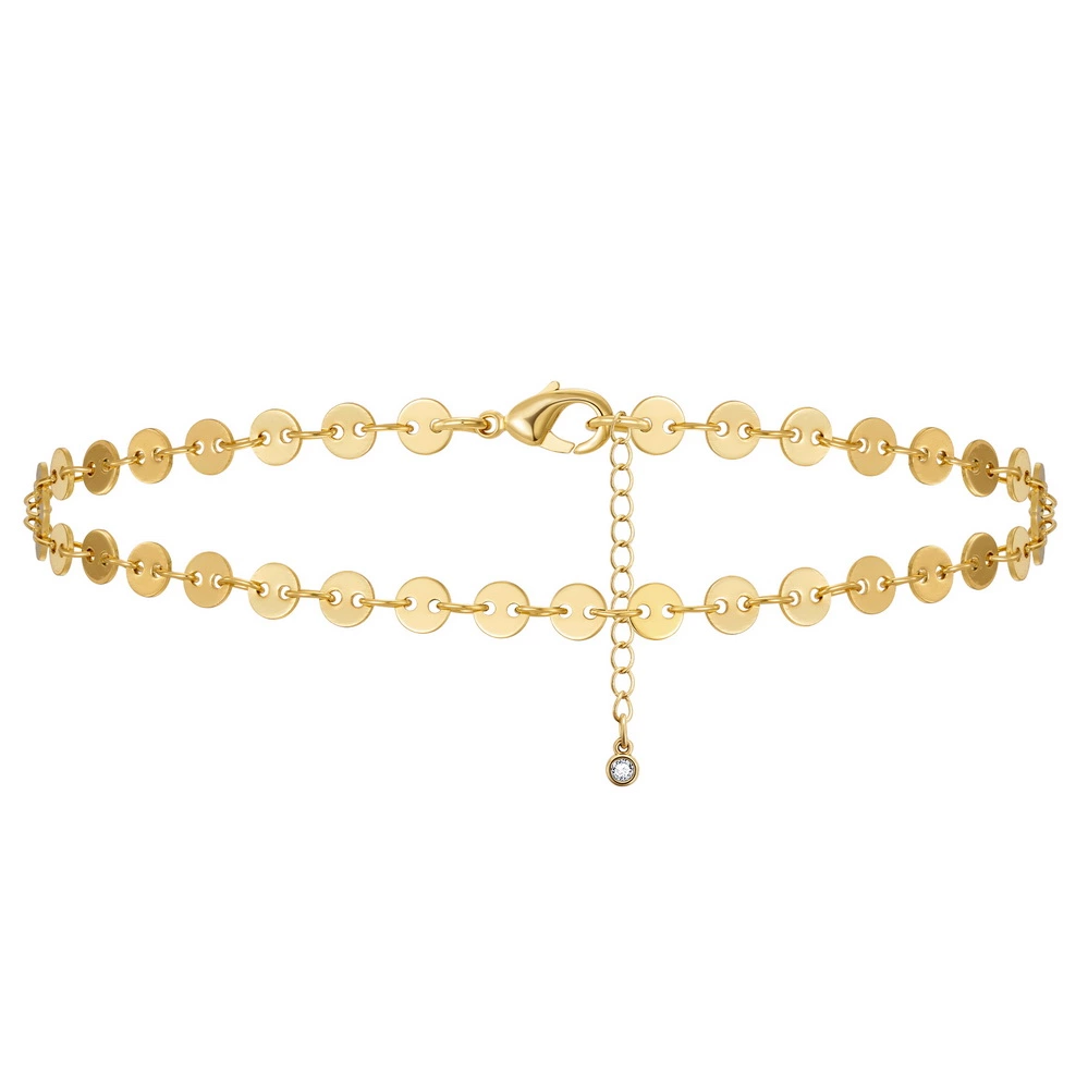4mm 14K Gold Sequin Anklet Chain