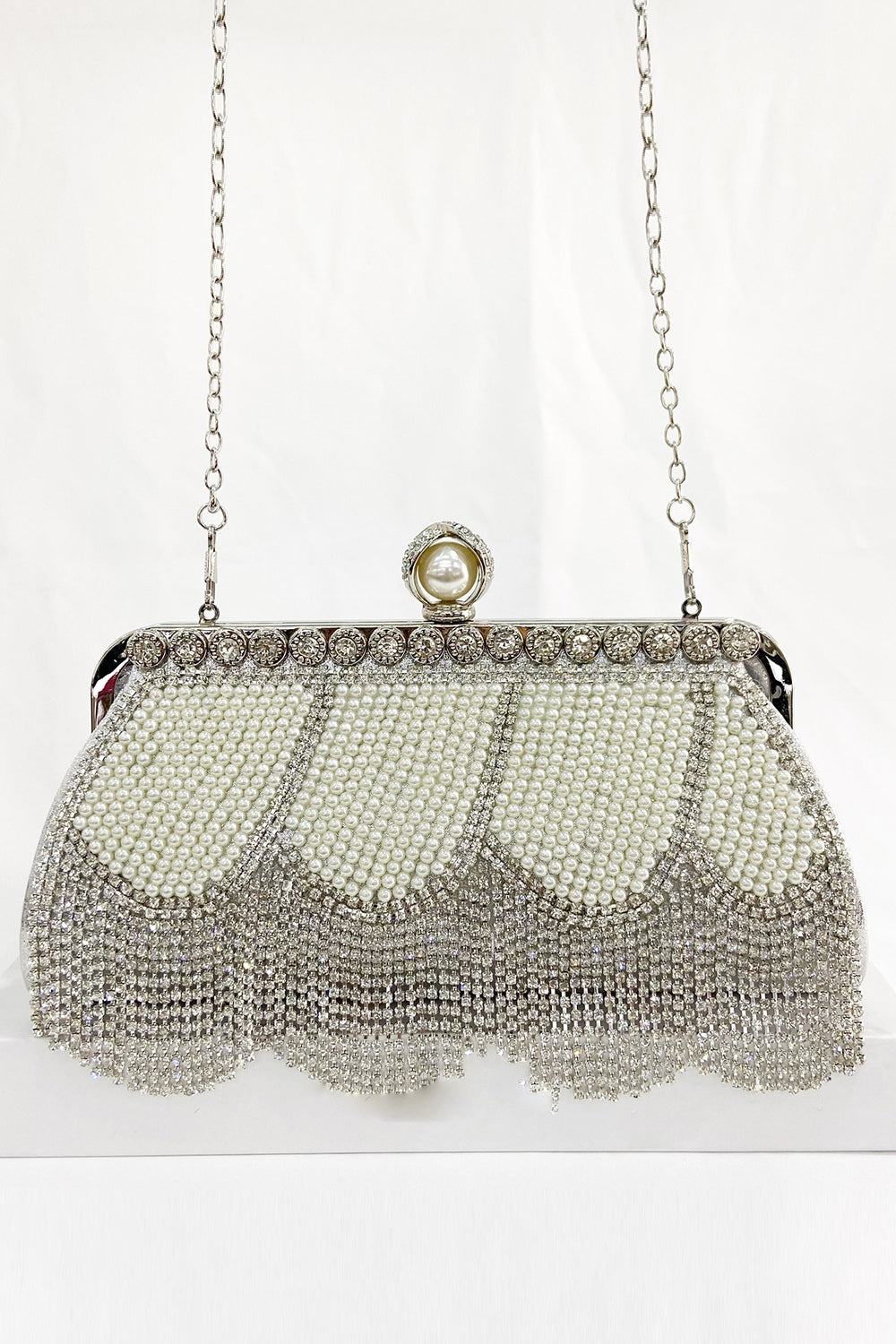 Black Beaded Fringes Party Handbag - Image 13