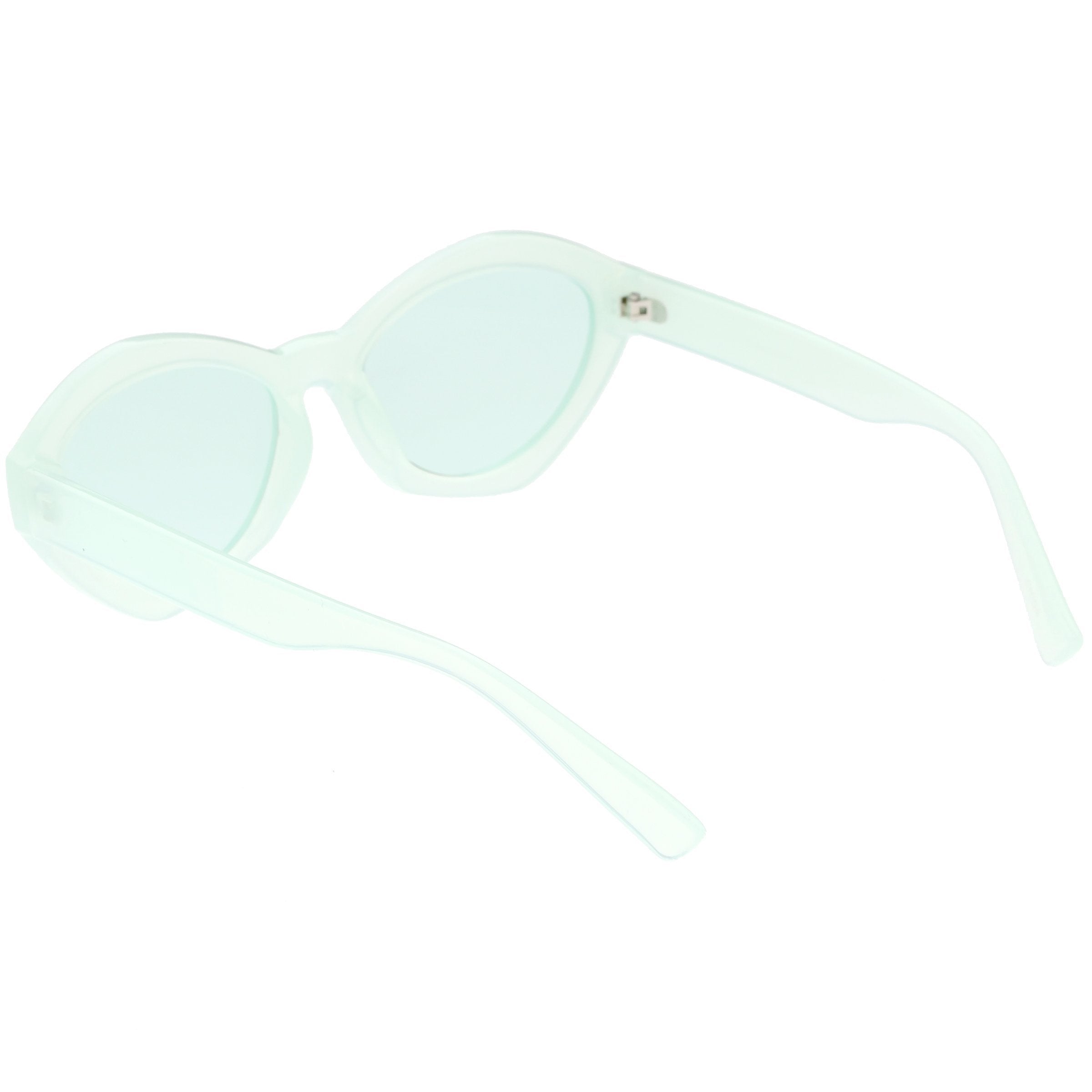 Colorful Translucent Color Tone Oval Sunglasses - Image 3