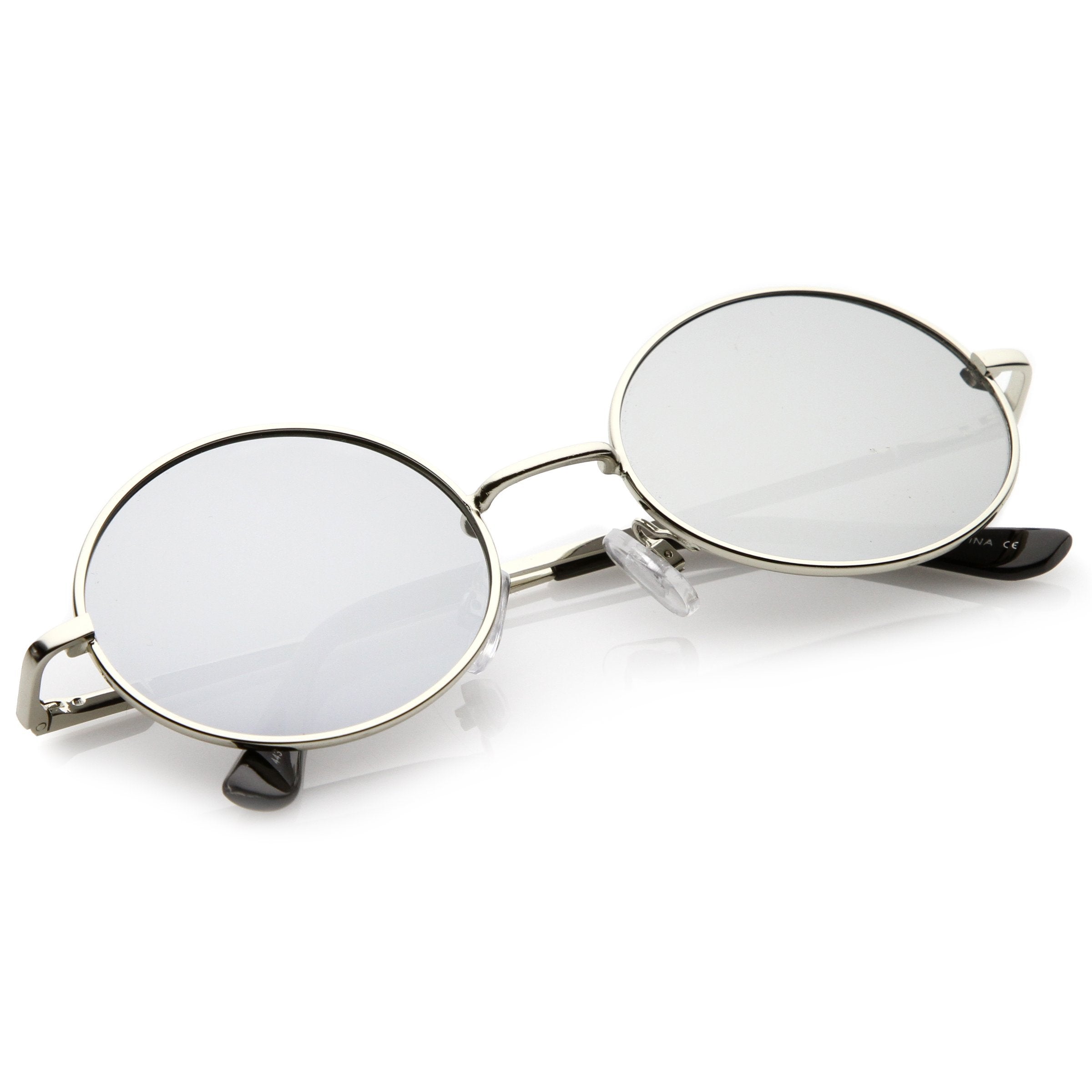 Retro Fashion Oval Mirrored Flat Lens Sunglasses - Image 3