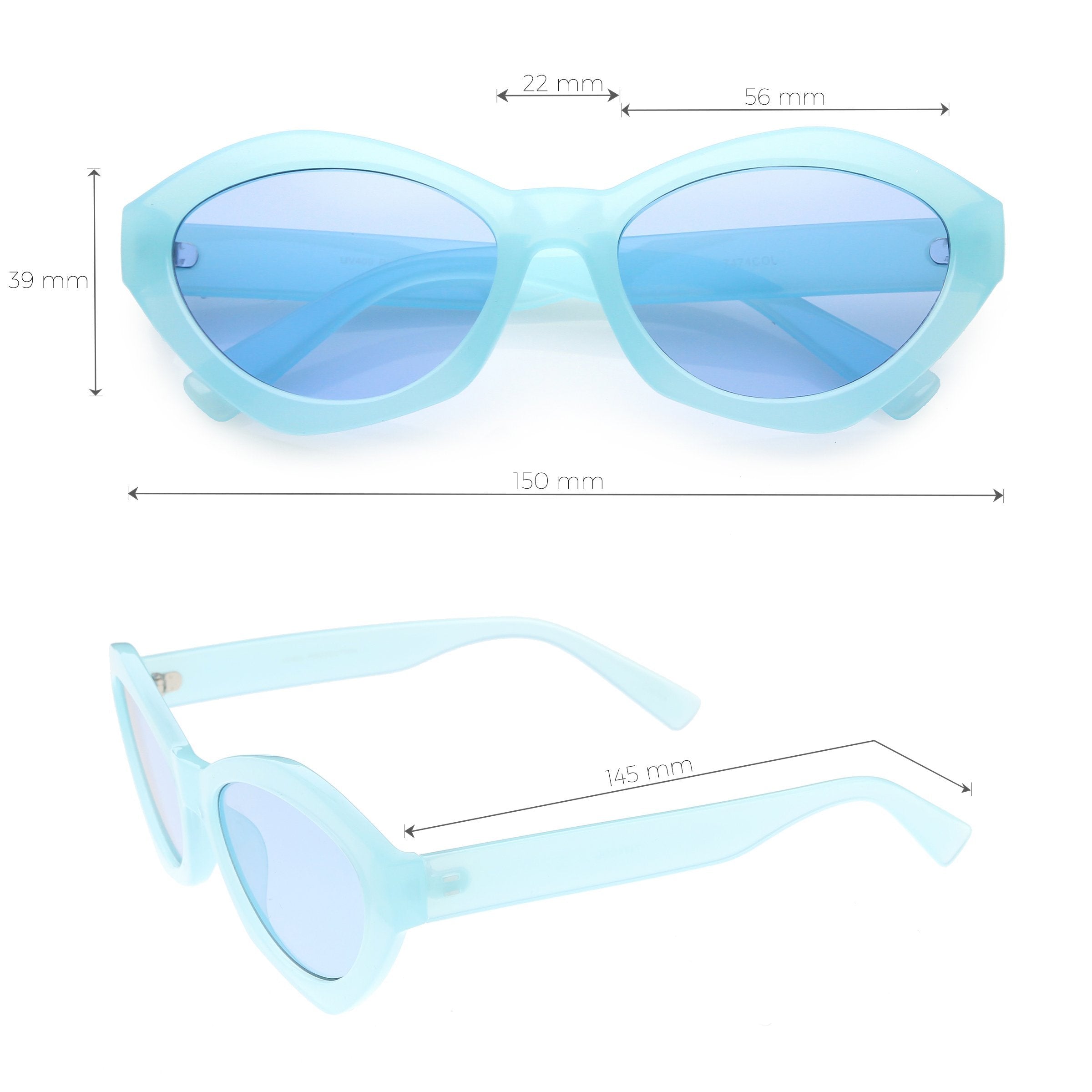 Colorful Translucent Color Tone Oval Sunglasses - Image 8