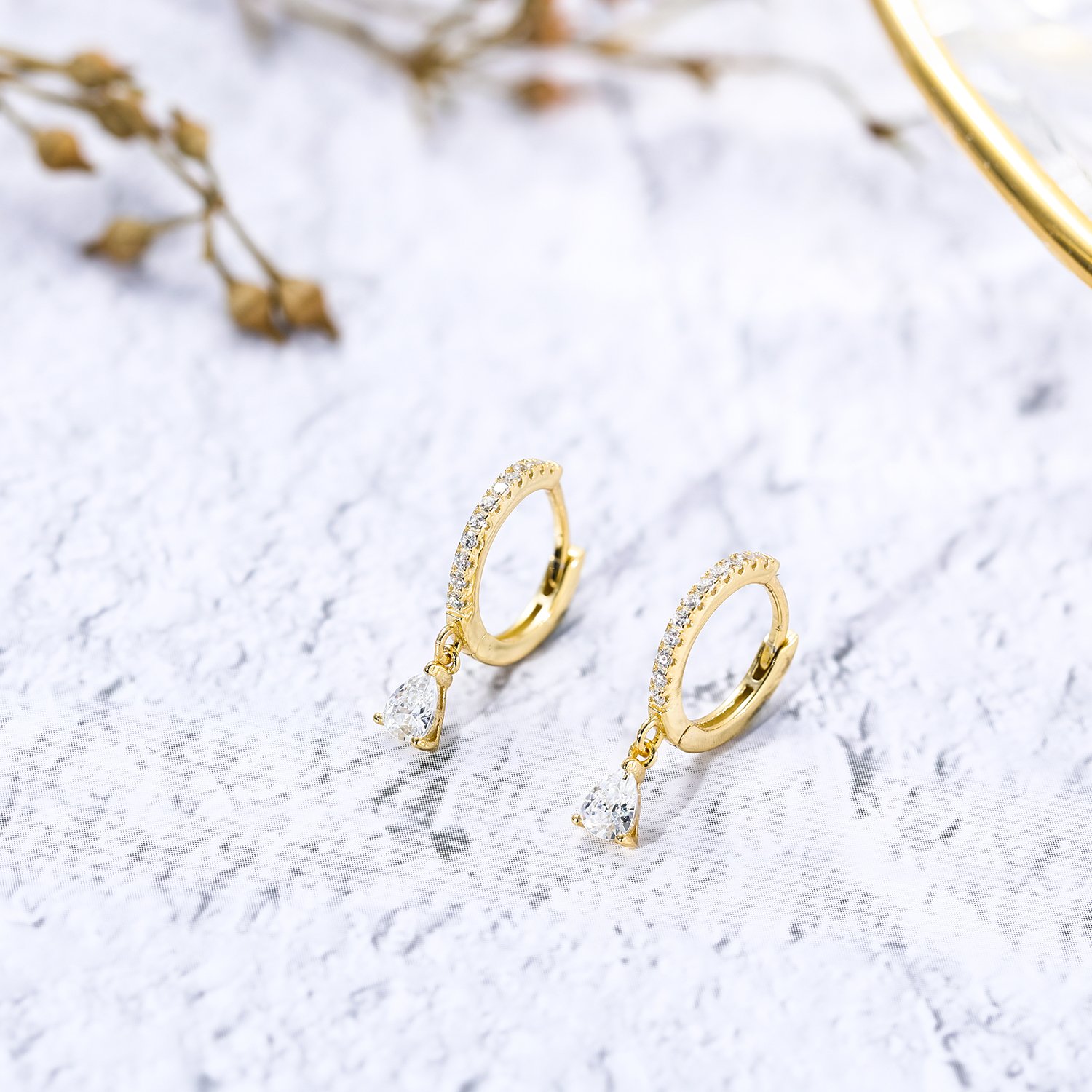 Gold Huggie Hoops - Image 3
