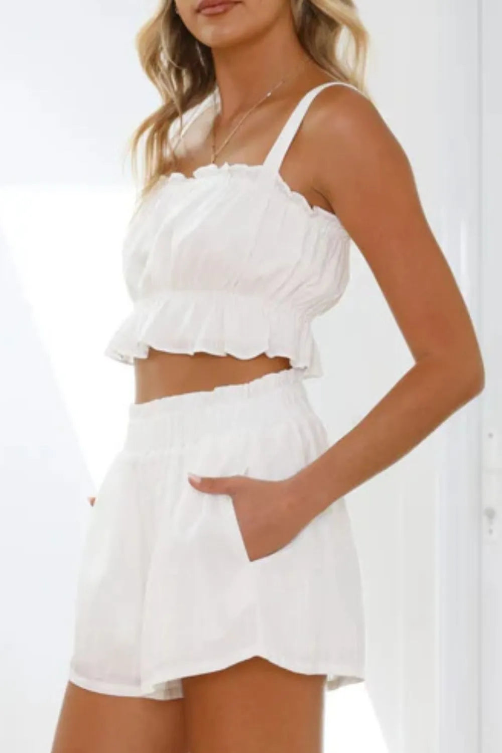 Ruffled Square Neck Cami and Shorts Set - Image 22