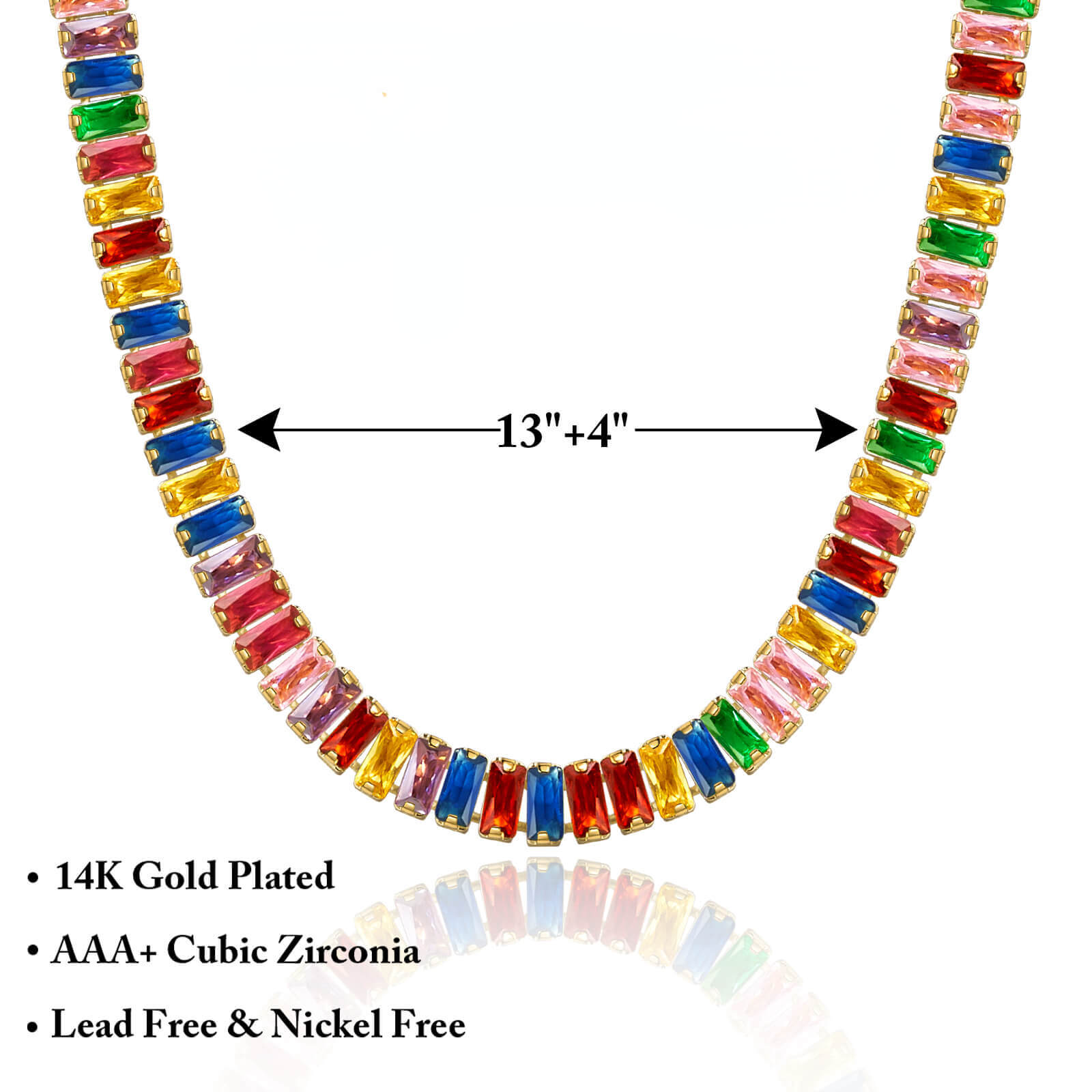 Rainbow Cubic Zirconia Tennis Necklace - Image 7