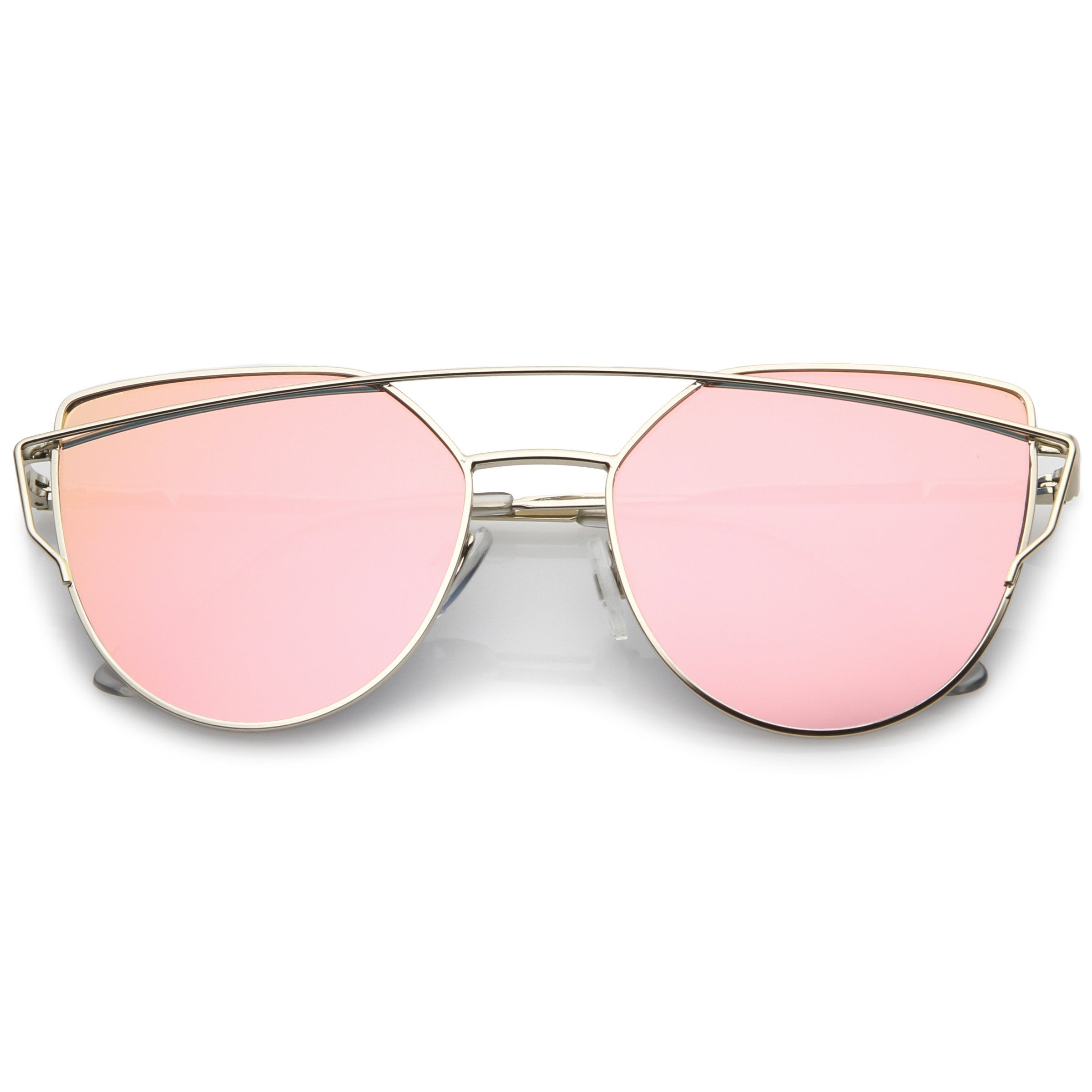 Oversize Laser Cut Cat Eye Mirrored Sunglasses - Image 4