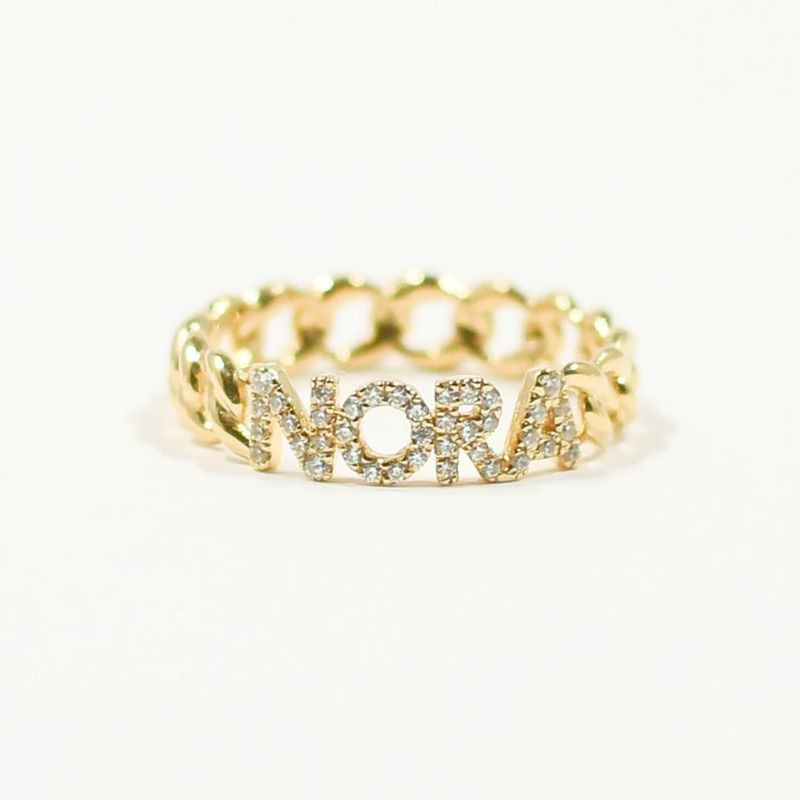 925 Silver Openwork Link Name Full Diamond Ring
