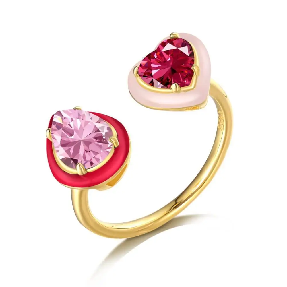 Handmade Enamel Colorful Love Drop Open Ring