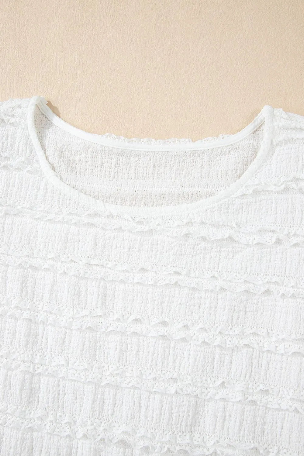 Frilled Lace Trim Bubble Sleeve Blouse - Image 8