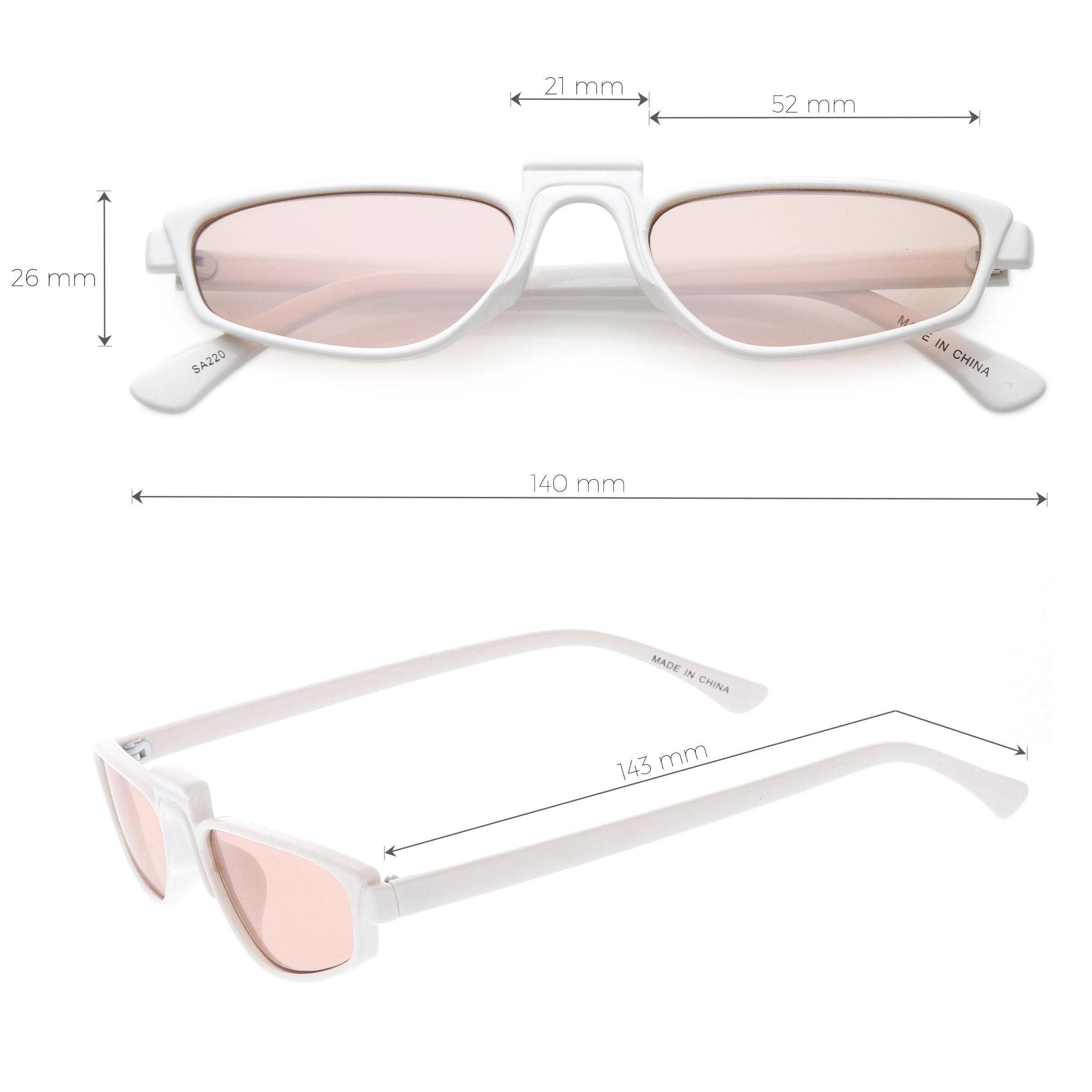 1990's Small Thin Retro Cat Eye Sunglasses - Image 9