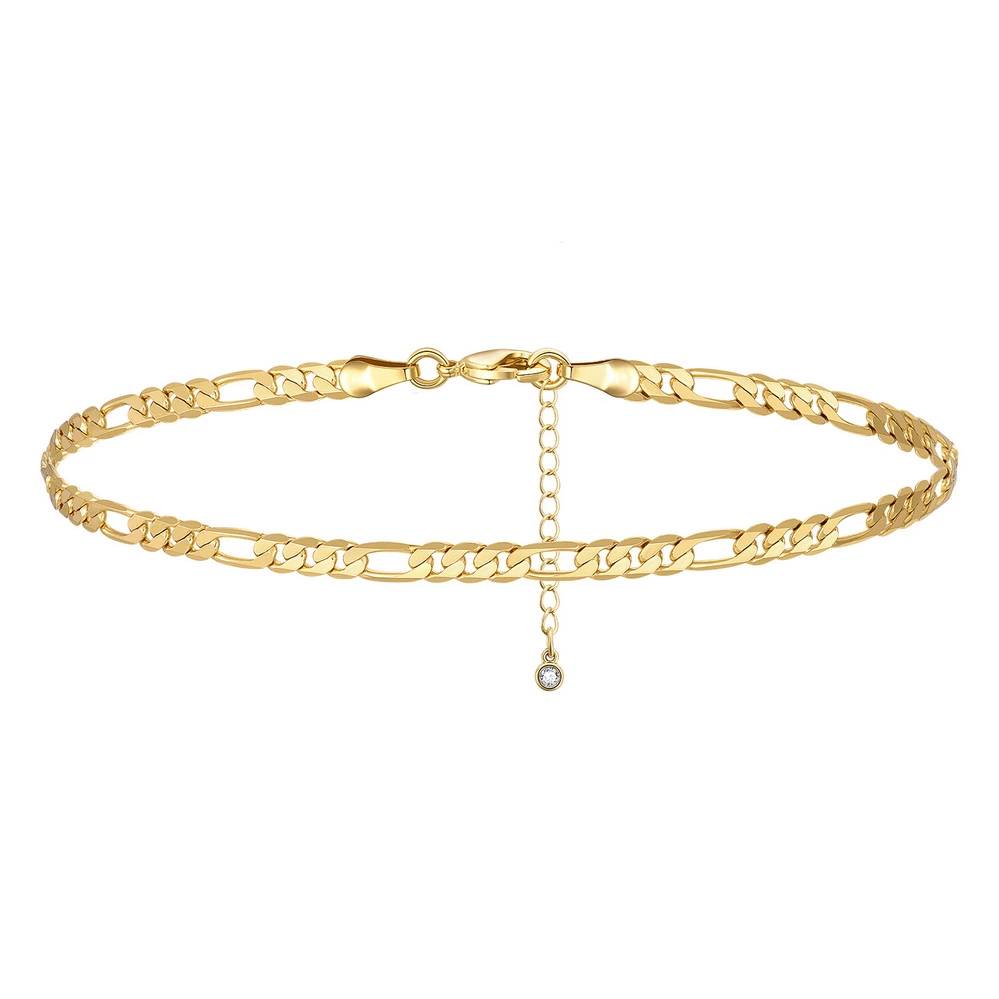 4mm 14K Gold Figaro Anklet Chain