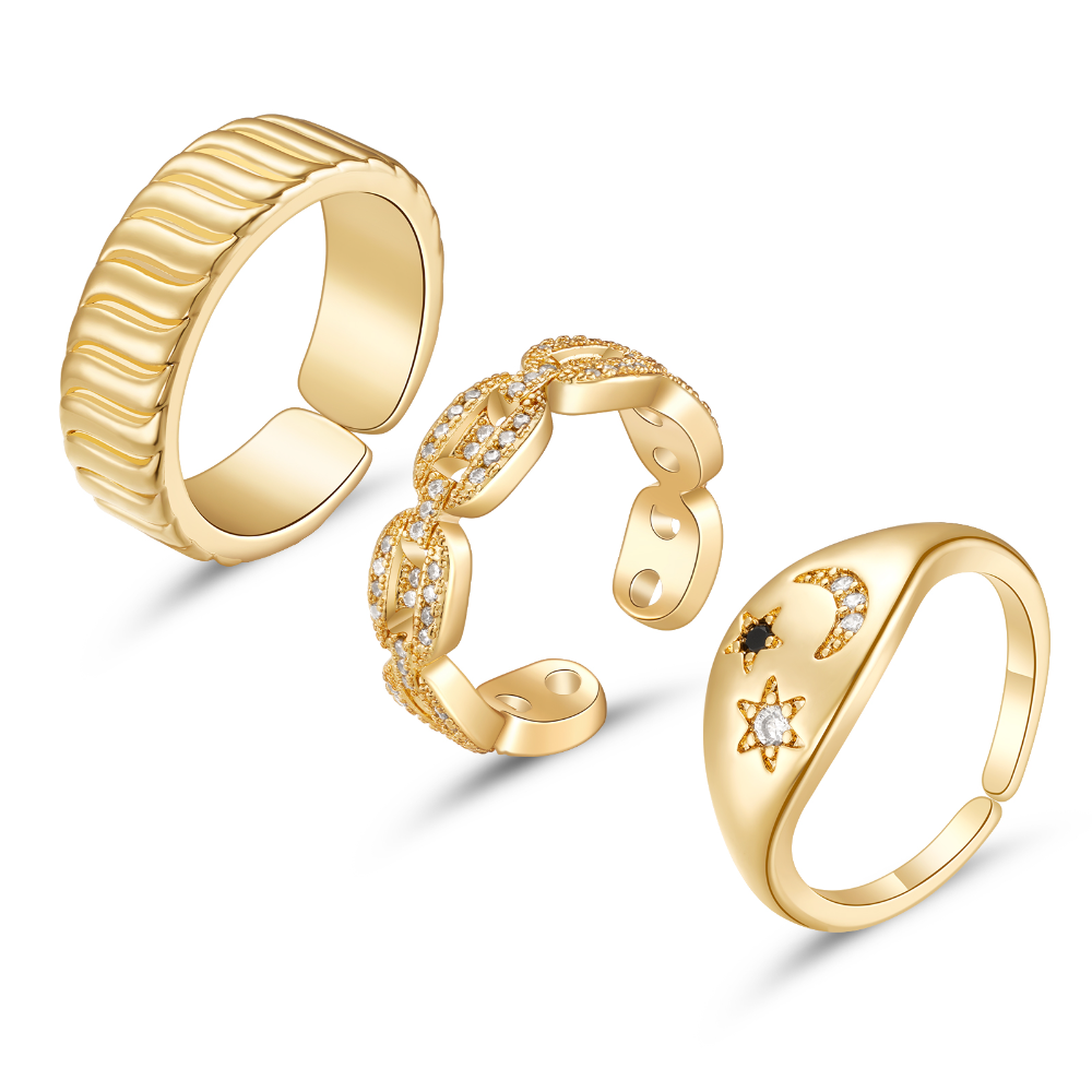 Trendy Adjustable Open Knuckle Rings For Women 3Pcs