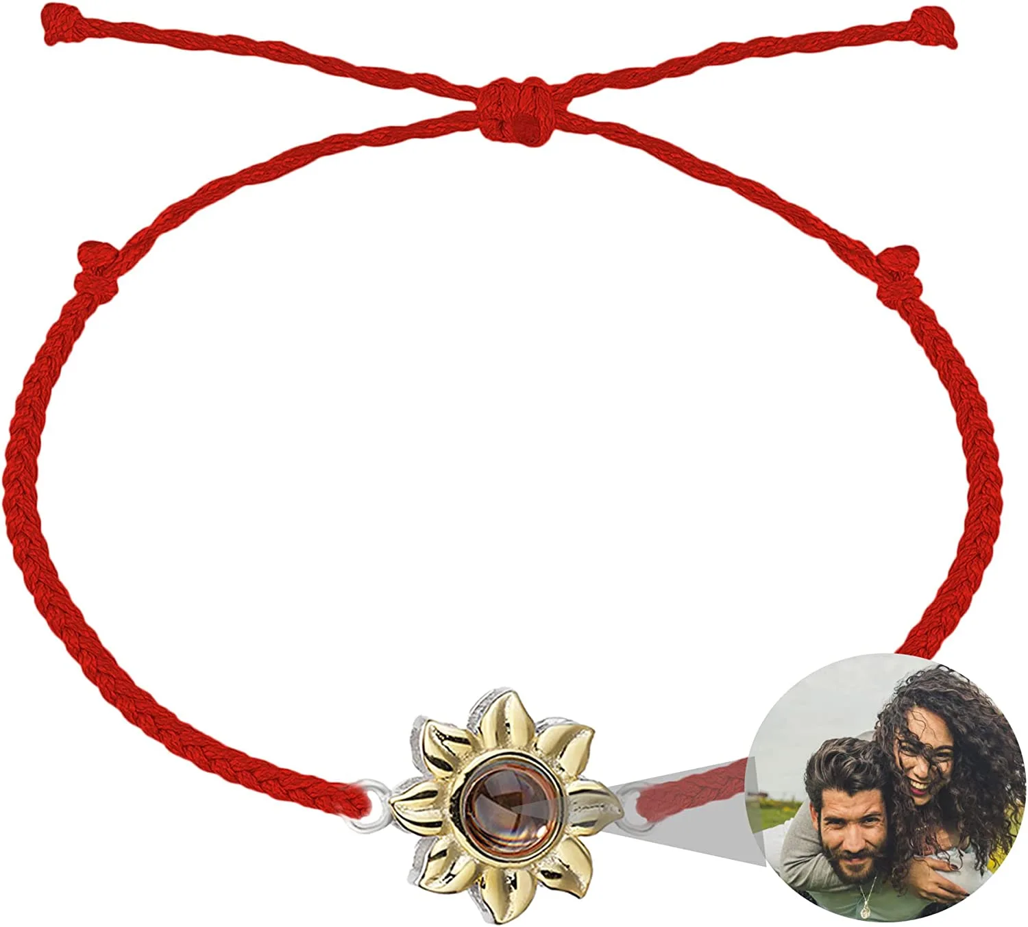 Handmade Braided Rope Sunflower Photo Projection Bracelet - Image 4