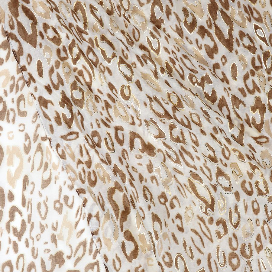 Beige Mix Animal Print Metallic Overlay Scarf - Image 3