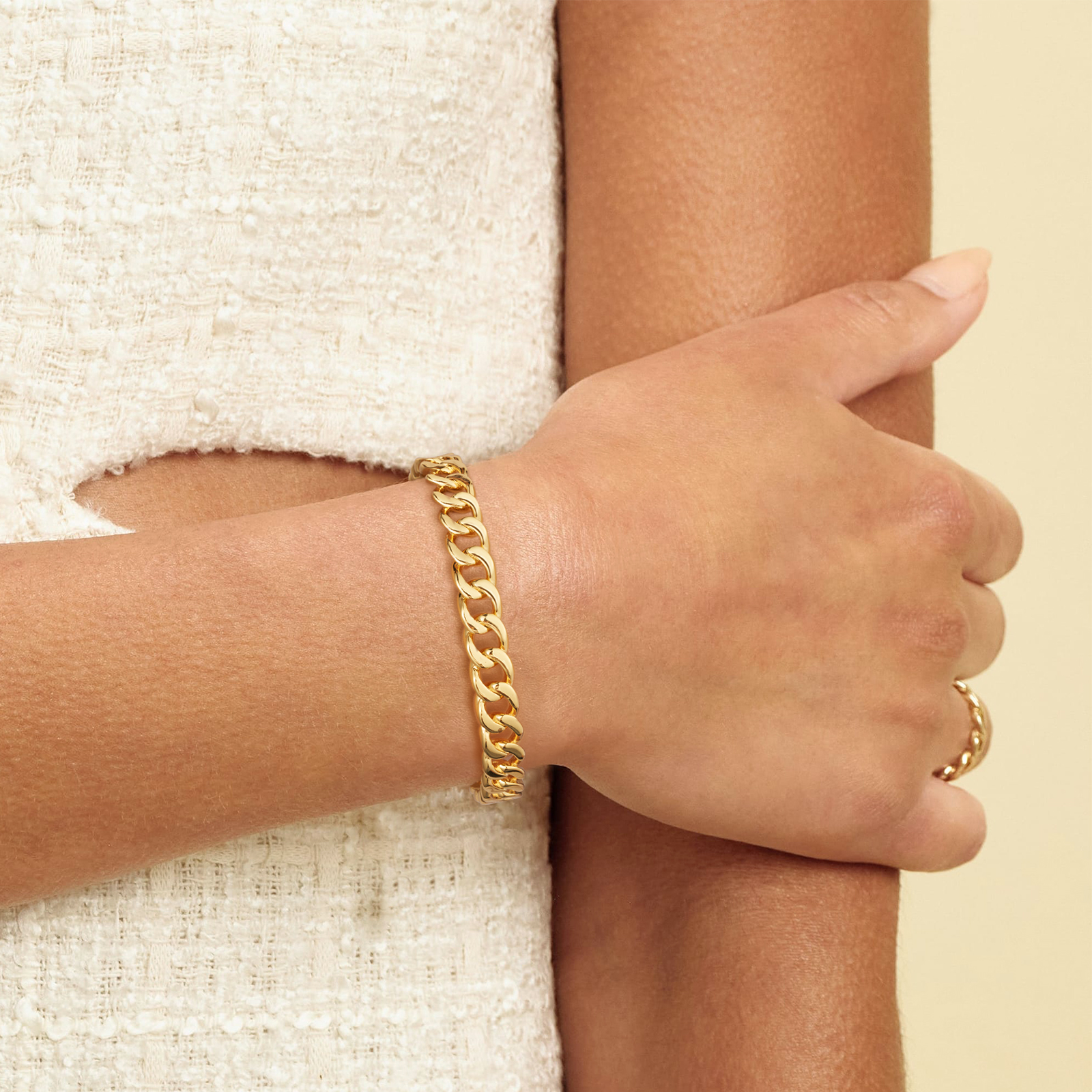 8MM 14K Gold Openwork Brass Bracelet - Image 4