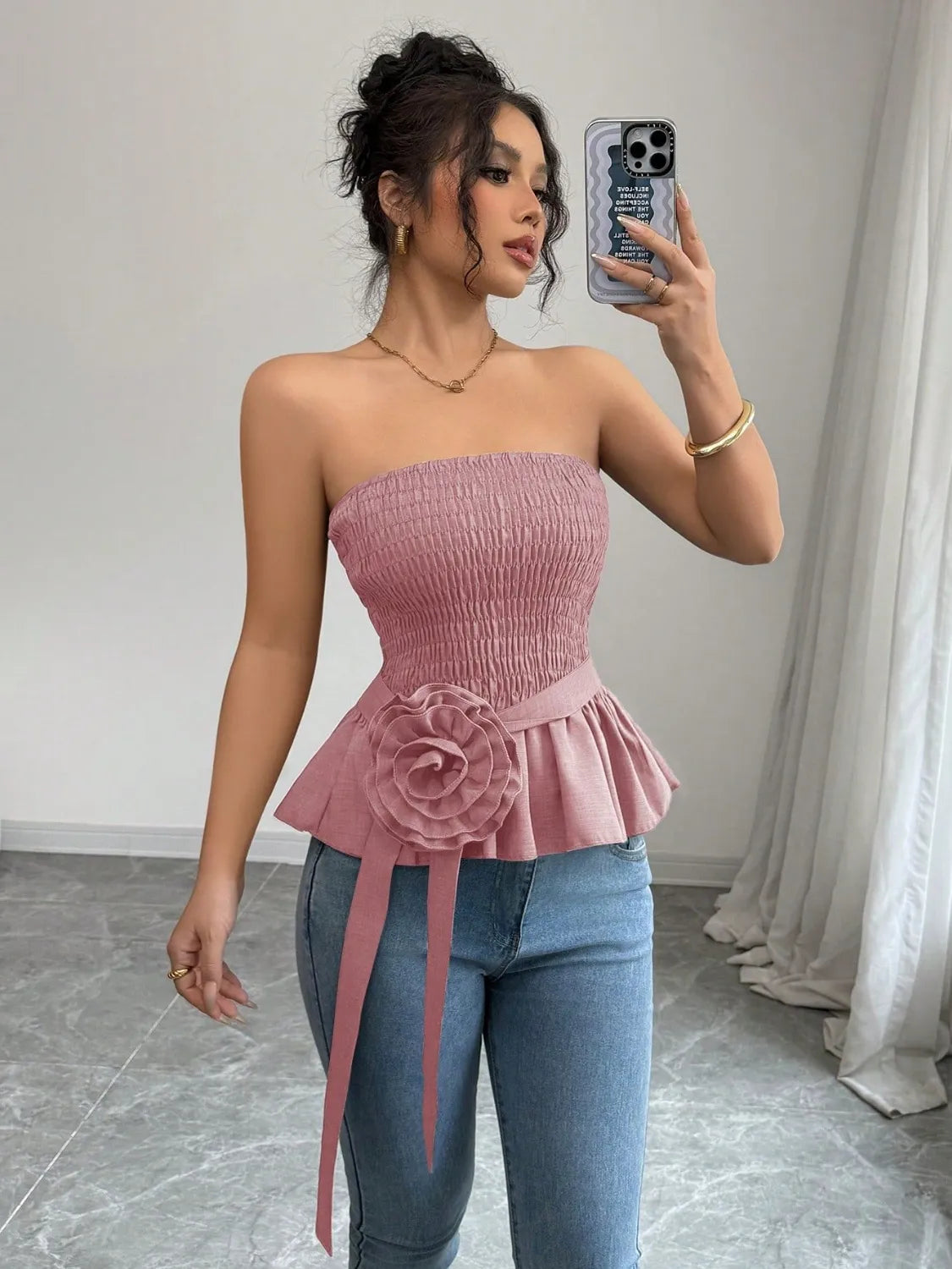 Flower Smocked Tube Top - Image 11