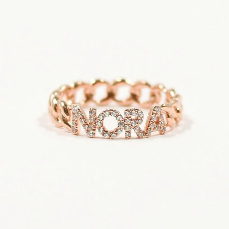 925 Silver Openwork Link Name Full Diamond Ring - Image 5