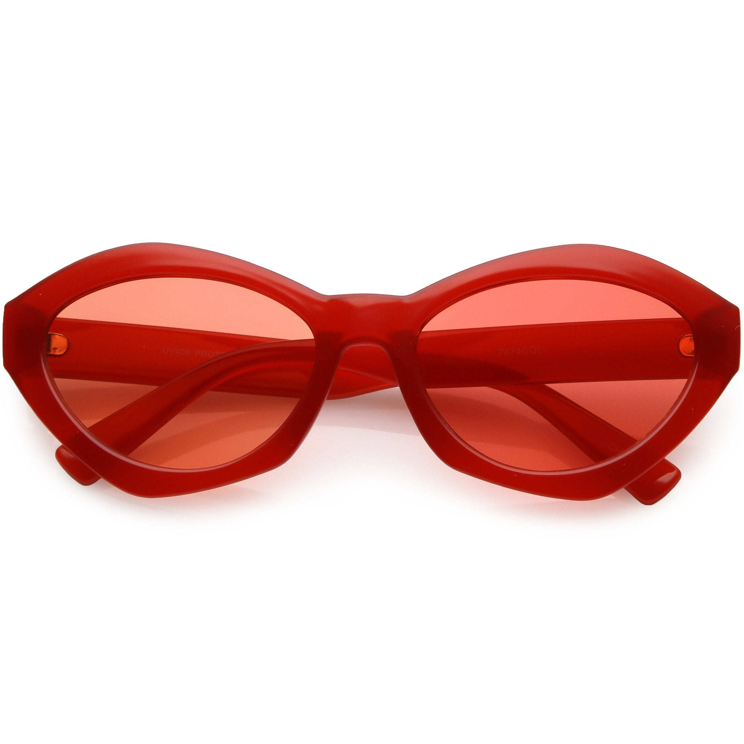 Colorful Translucent Color Tone Oval Sunglasses - Image 5