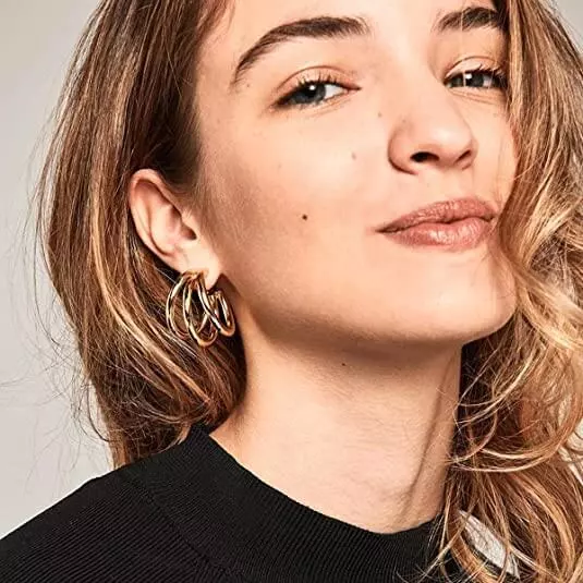 14K Gold Plated Hoop Earrings - Image 4