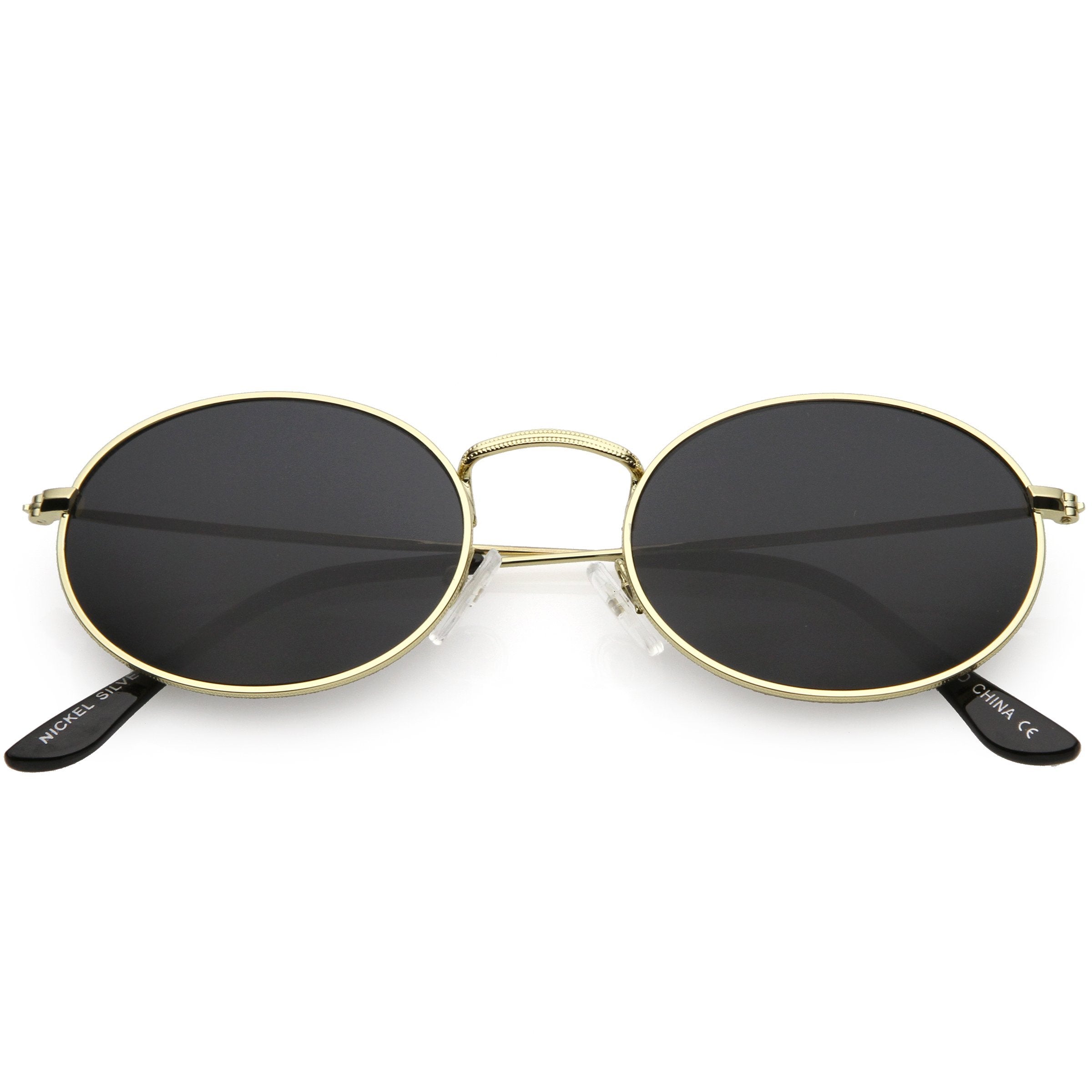 Small 1990's Round Oval Metal Sunglasses - Image 5
