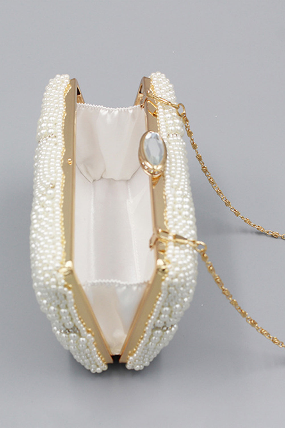 Ivory Beaded Pearls Party Clutch - Image 2