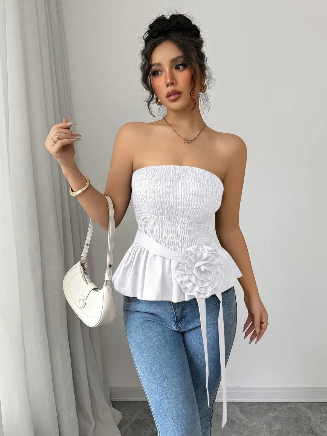 Flower Smocked Tube Top - Image 16