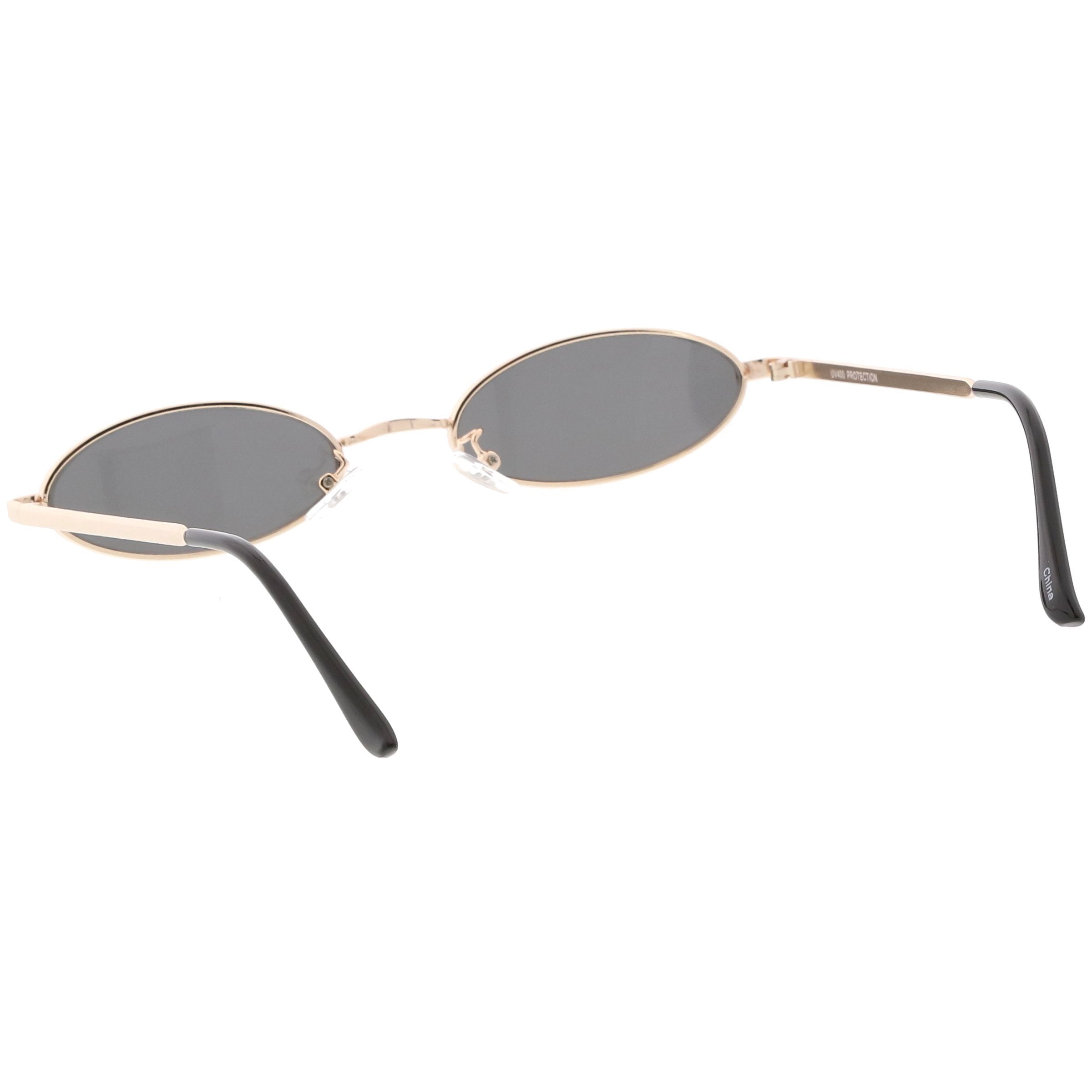 Retro 1990's Small Oval Metal Sunglasses - Image 3
