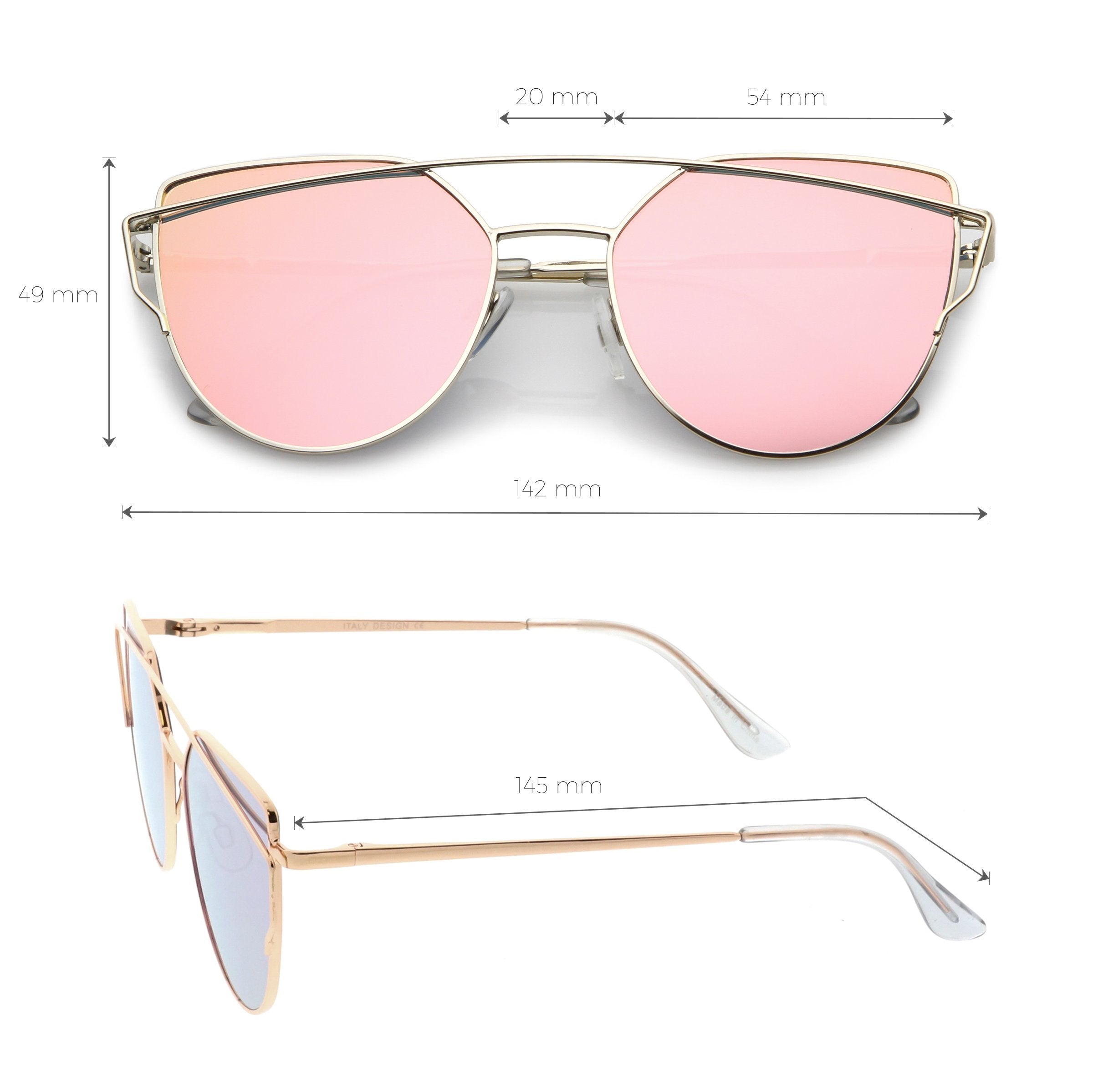 Oversize Laser Cut Cat Eye Mirrored Sunglasses - Image 8