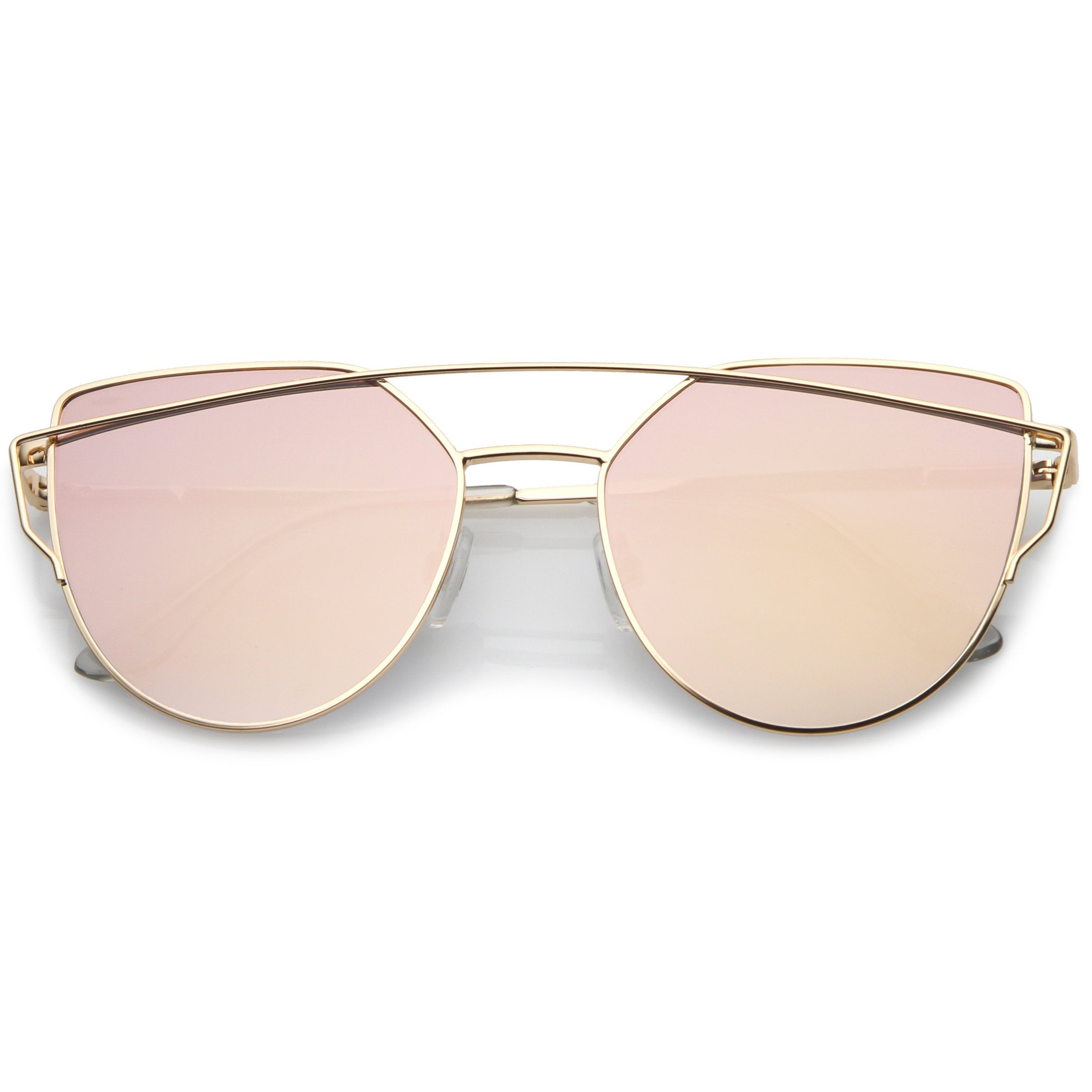 Oversize Laser Cut Cat Eye Mirrored Sunglasses - Image 5