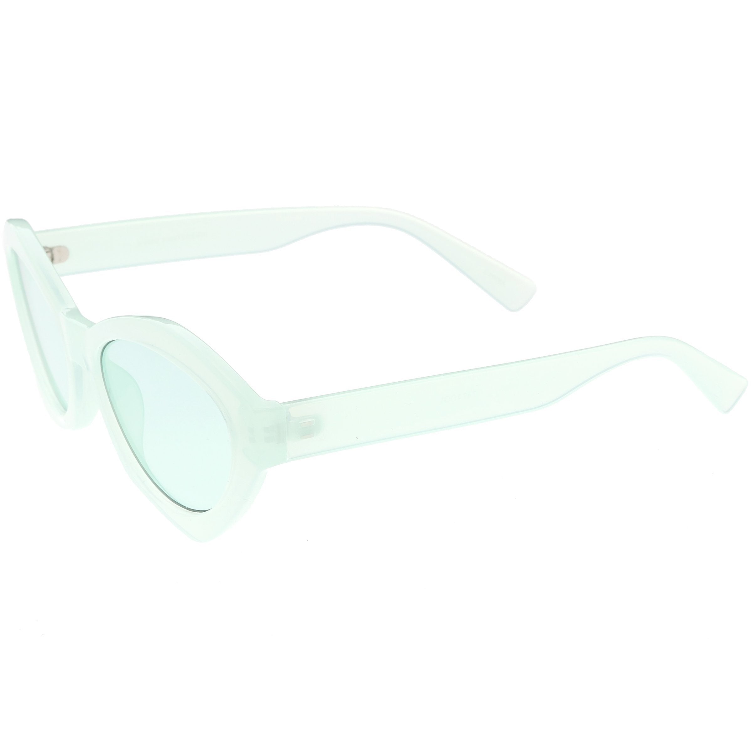 Colorful Translucent Color Tone Oval Sunglasses - Image 2