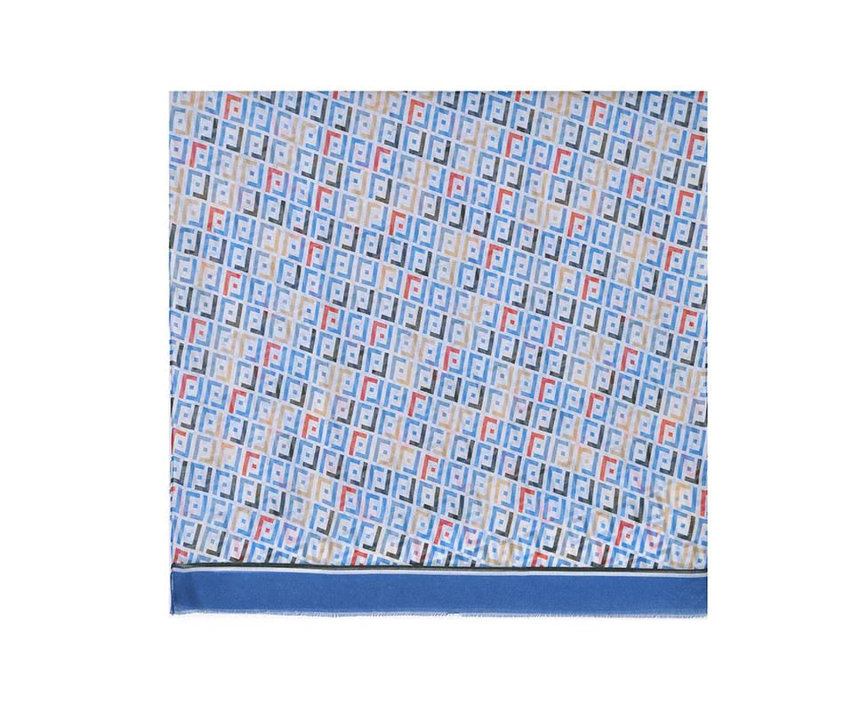 Blue L- Pattern Print Scarf - Image 3
