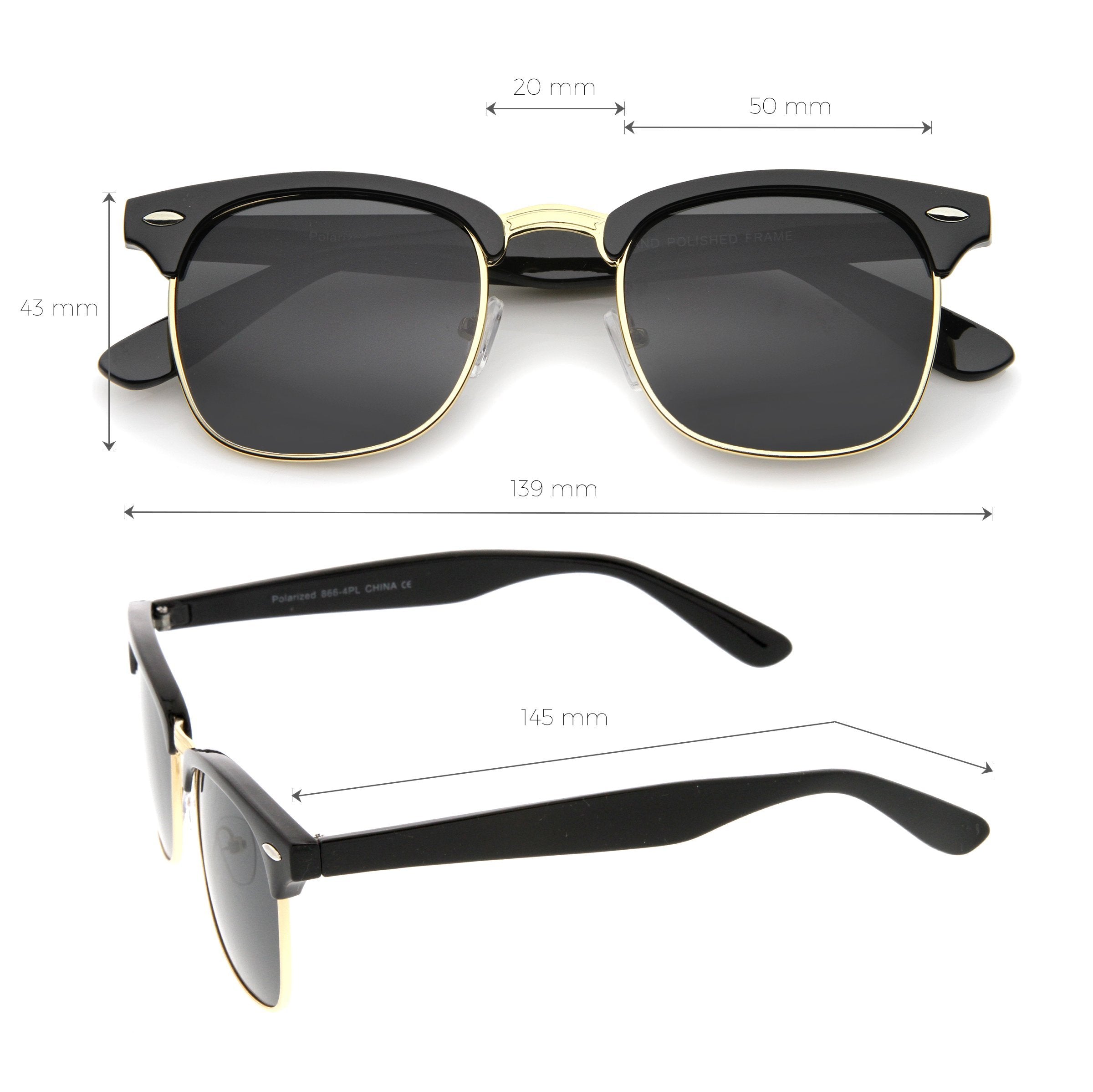 Half Frame Horned Rim Polarized Sunglasses - Image 7