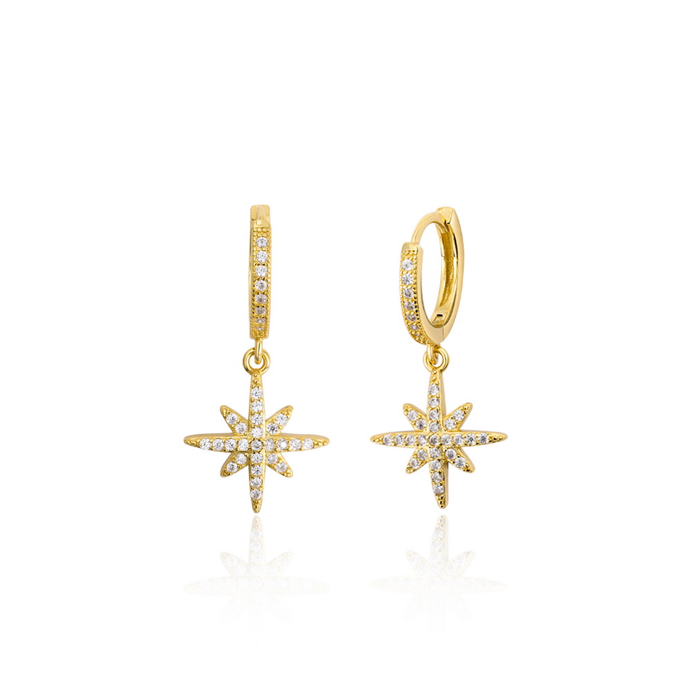 Stars Stylish Gold Huggie Hoops