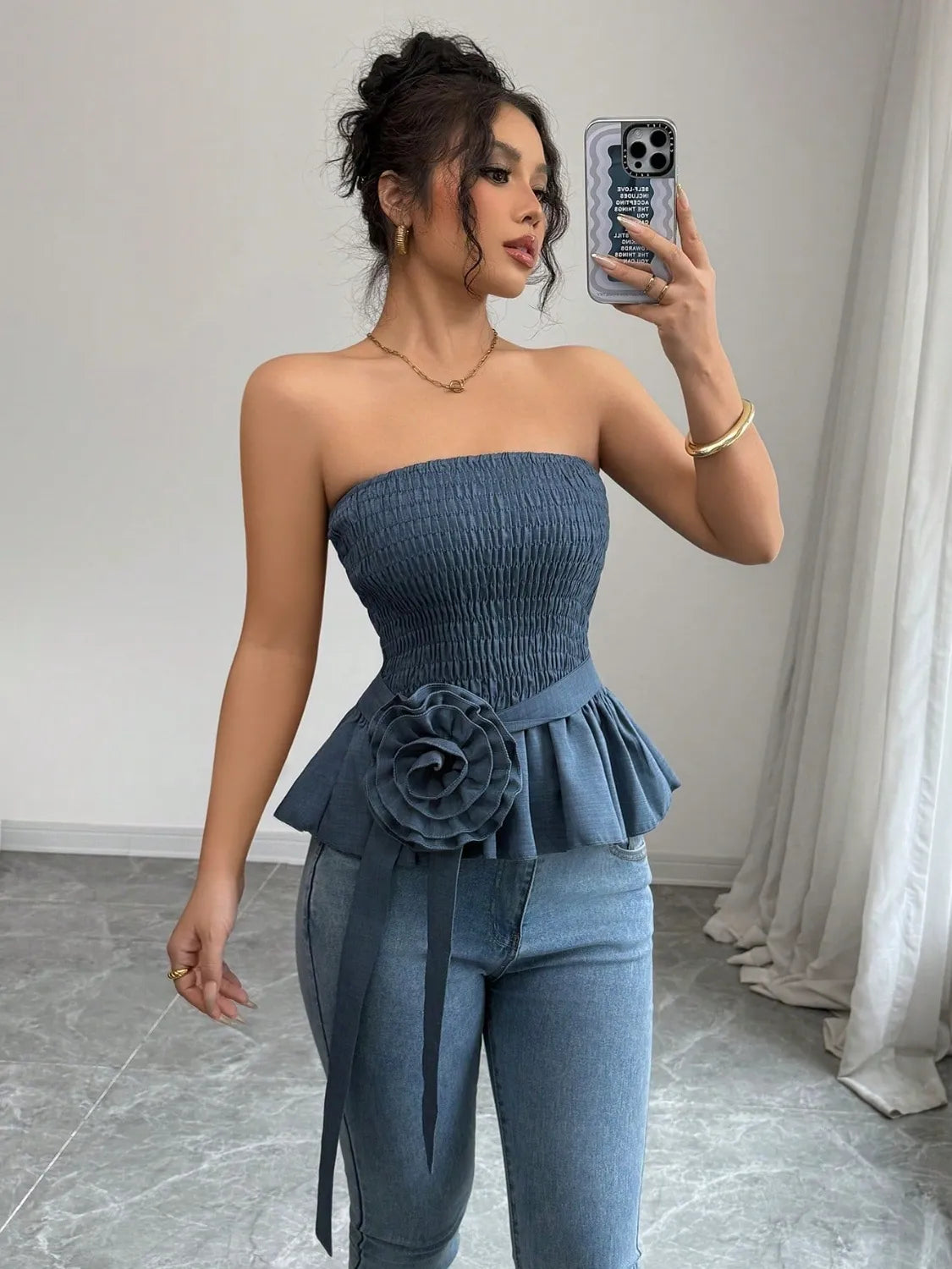 Flower Smocked Tube Top - Image 4
