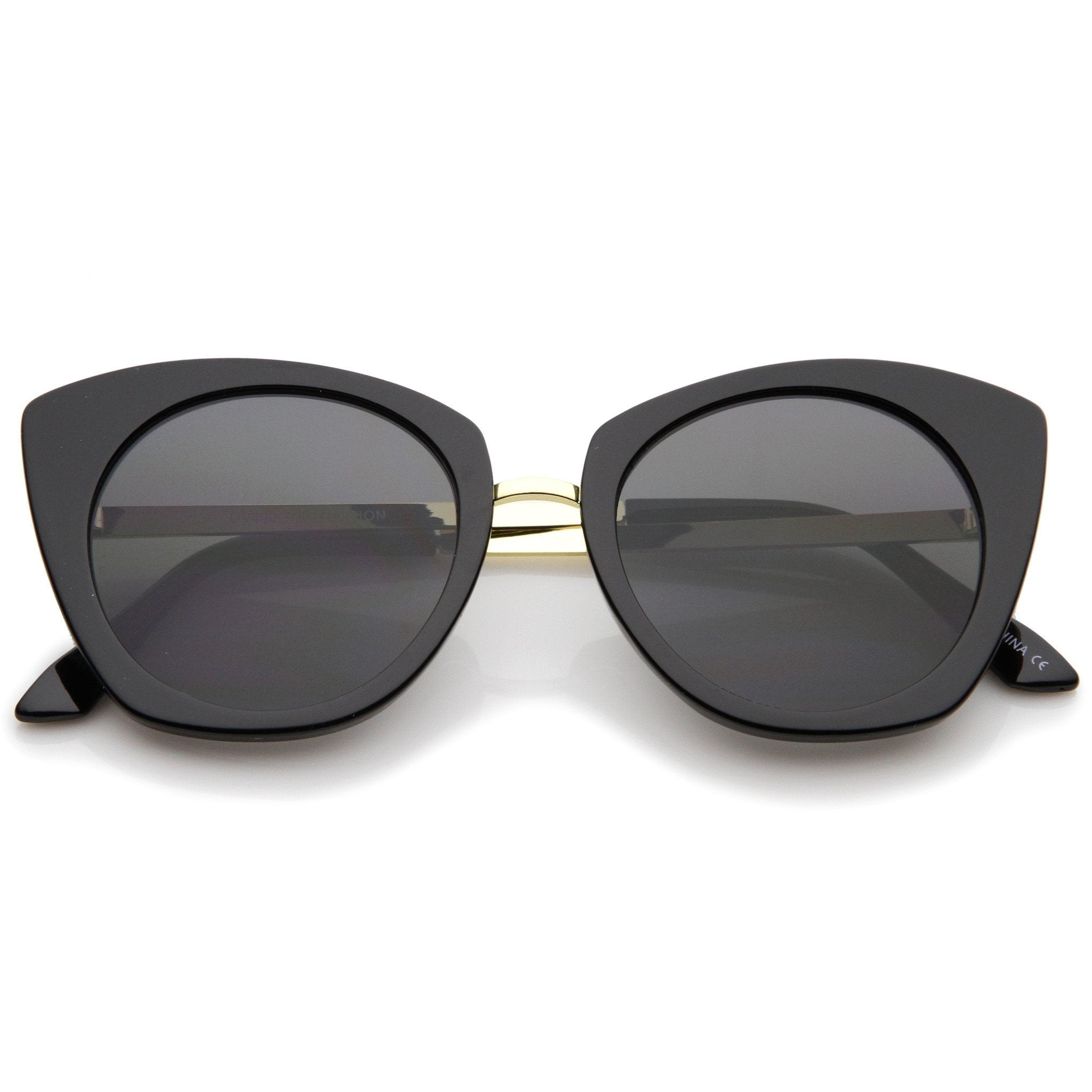 Bold Round Metal Temple Cat Eye Sunglasses - Image 4