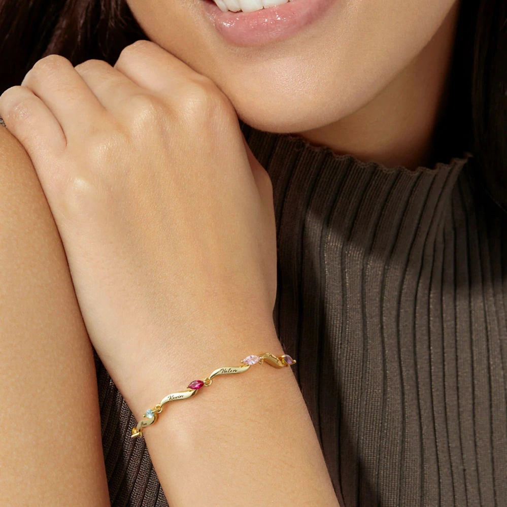 Custom Name Bracelet With Birthstones - Image 2