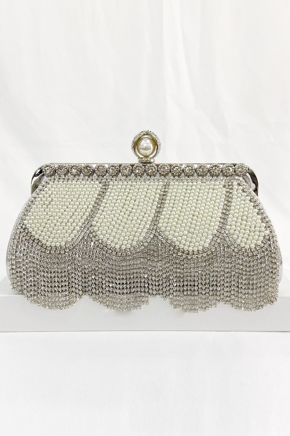 Black Beaded Fringes Party Handbag - Image 12