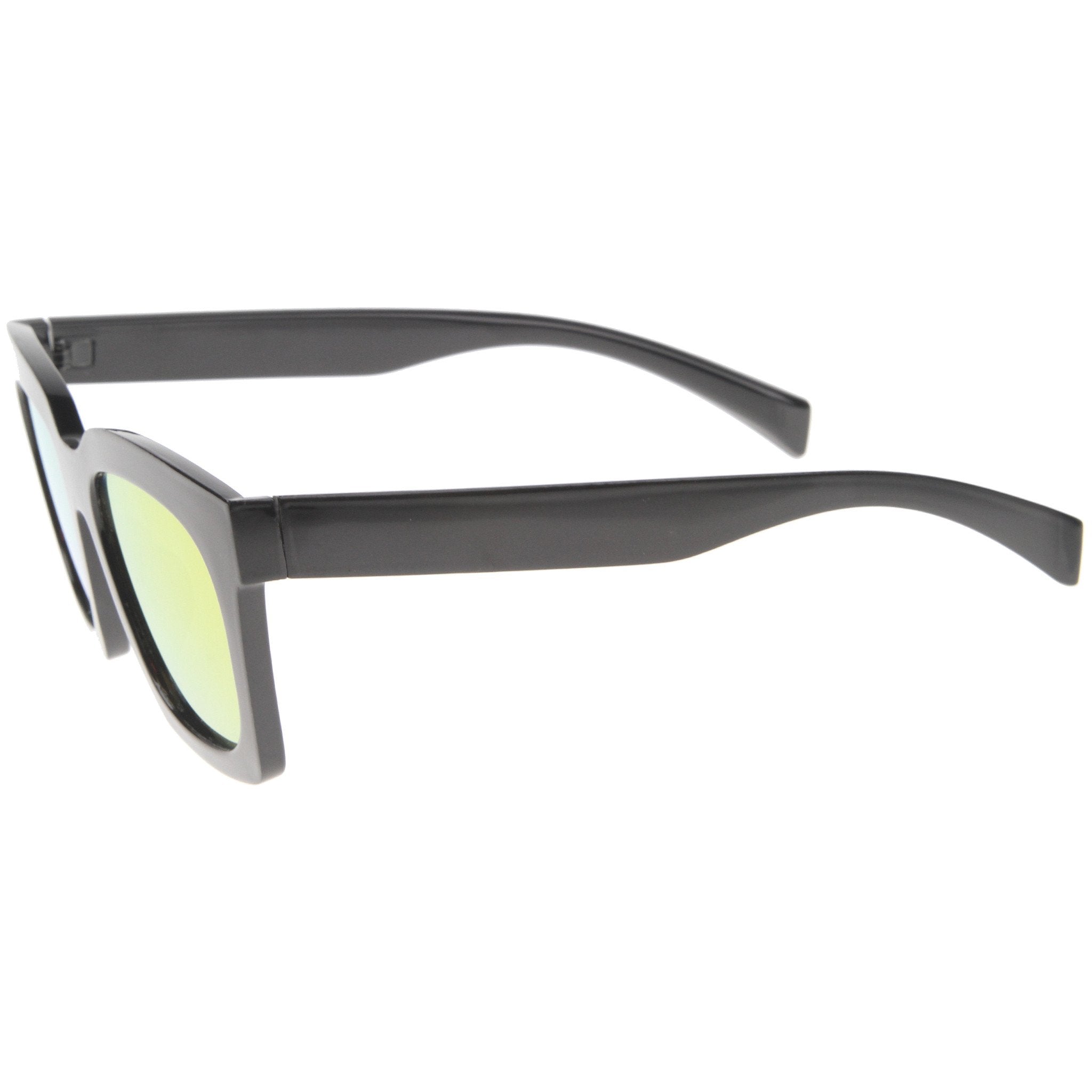Oversize Horned Rim Mirror Lens Sunglasses - Image 2