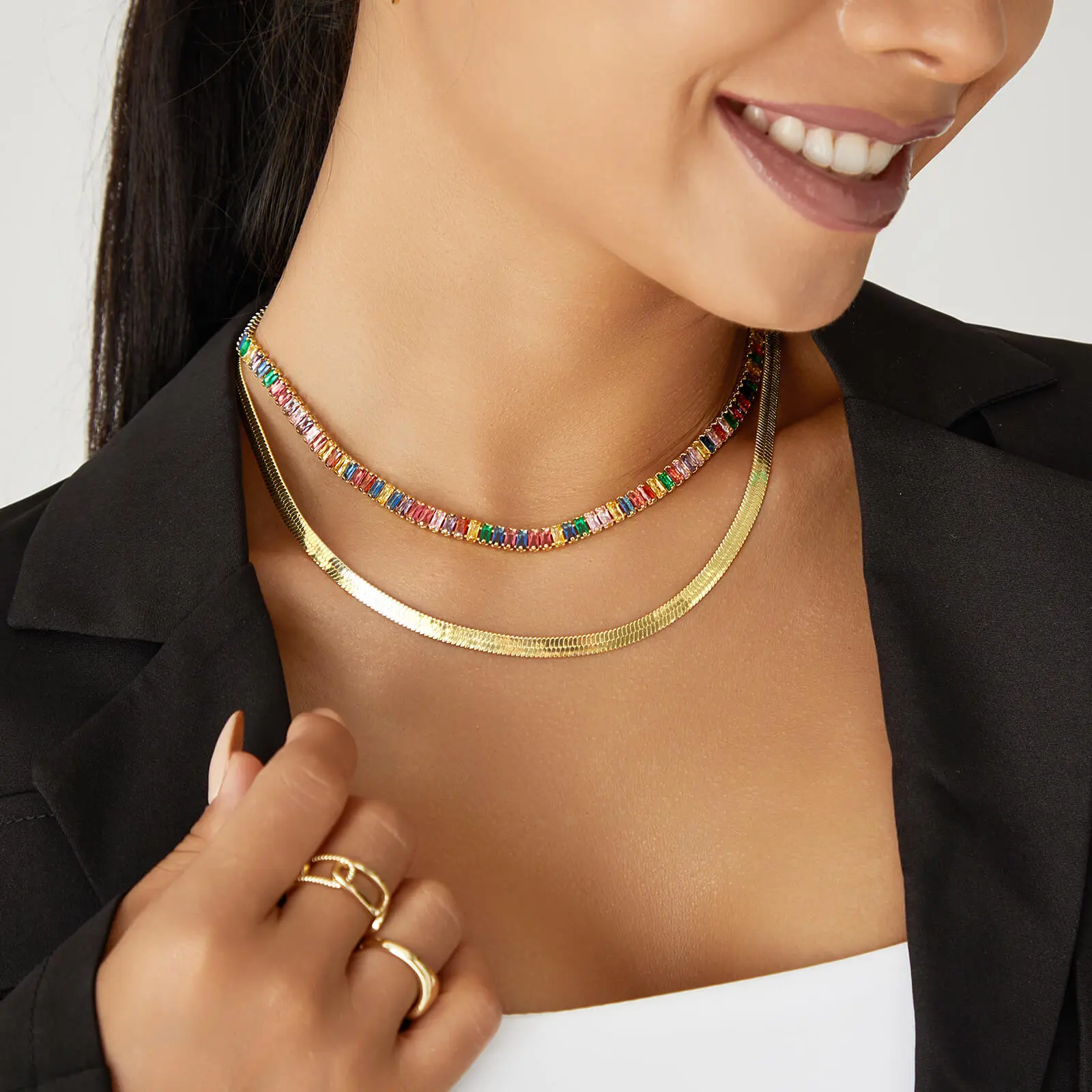 Rainbow Cubic Zirconia Tennis Necklace - Image 6