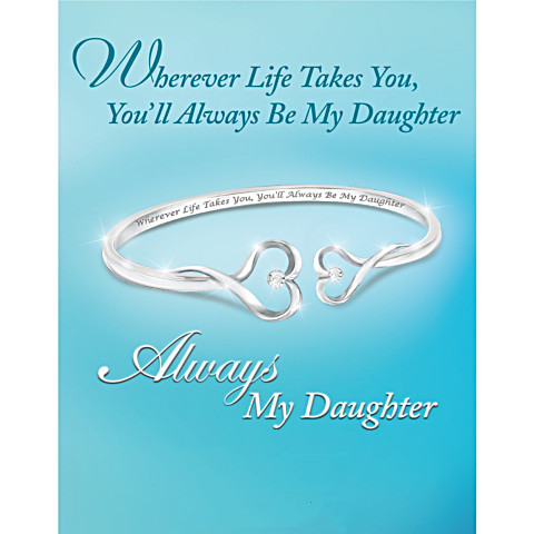 Always My Daughter Engraved Heart-Shaped Bracelet in Sterling Silver - Image 2