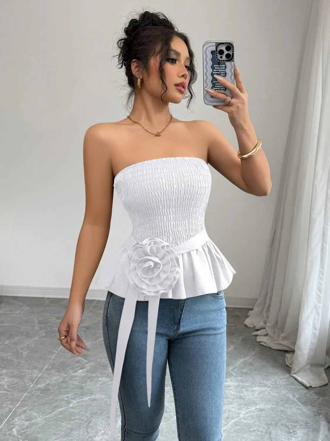Flower Smocked Tube Top - Image 15